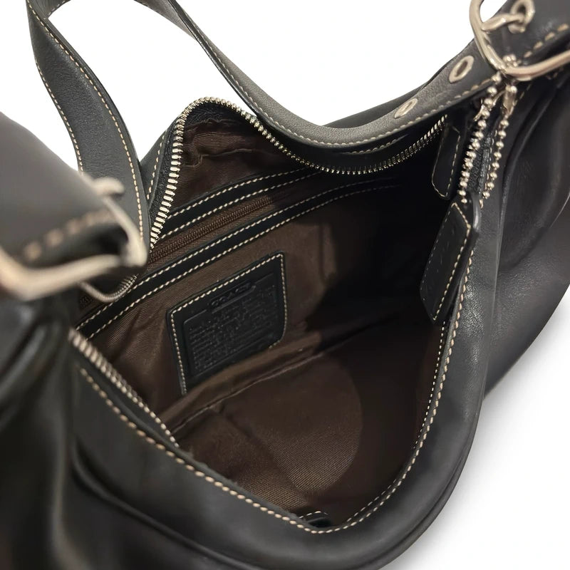 Coach Black Leather Buckle Hamptons Buckle Vintage Hobo Shoulder Bag