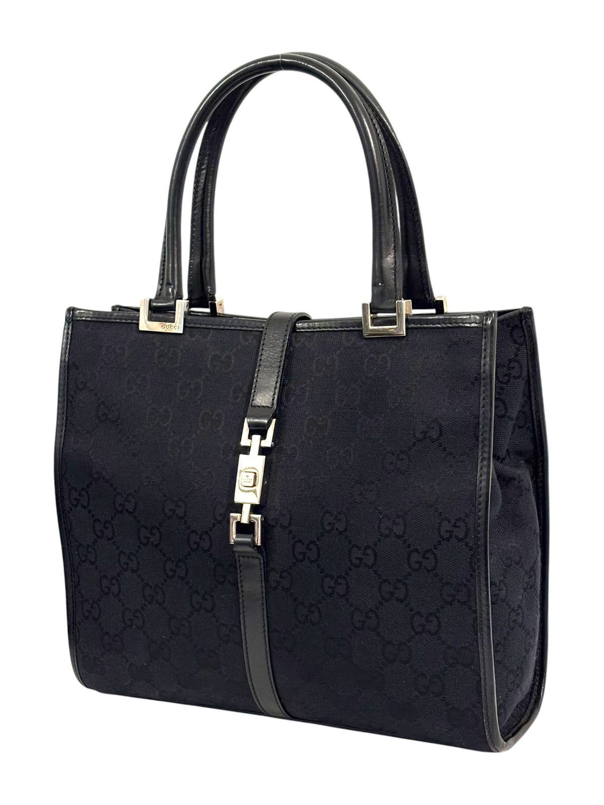 Vintage Gucci Jackie Tote Bag Black GG Canvas 002 1065 3444