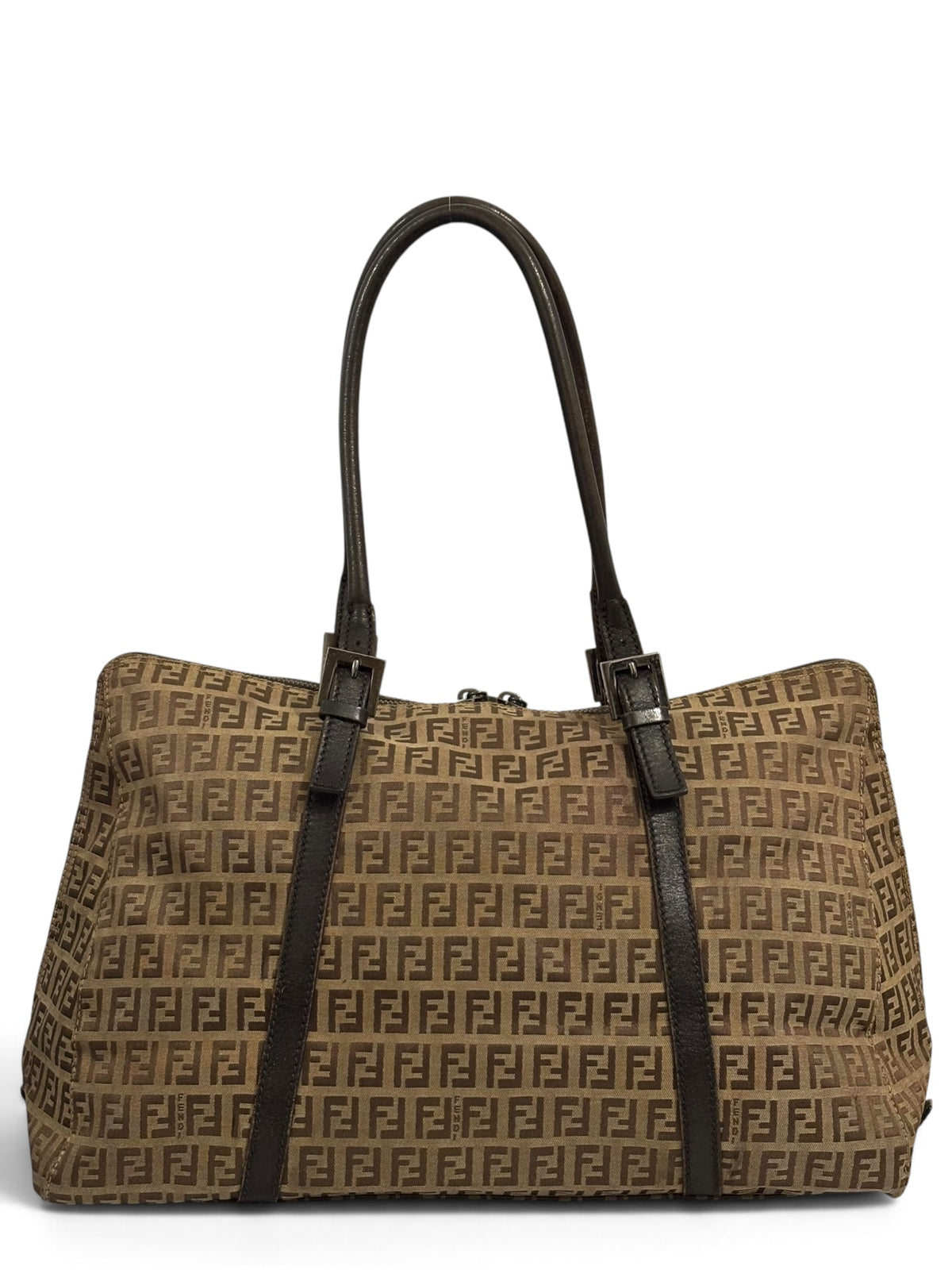Vintage Fendi Zucca Bag FF Monogram Tote In Brown