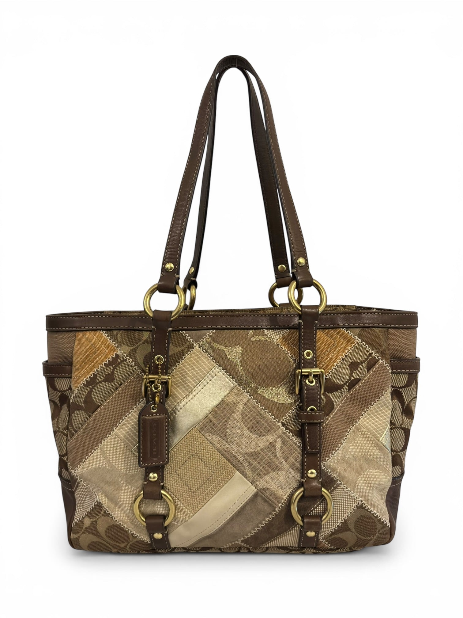 Coach Brown Vintage Patchwork Suede Leather Canvas 2000's Tote Shoulder Bag