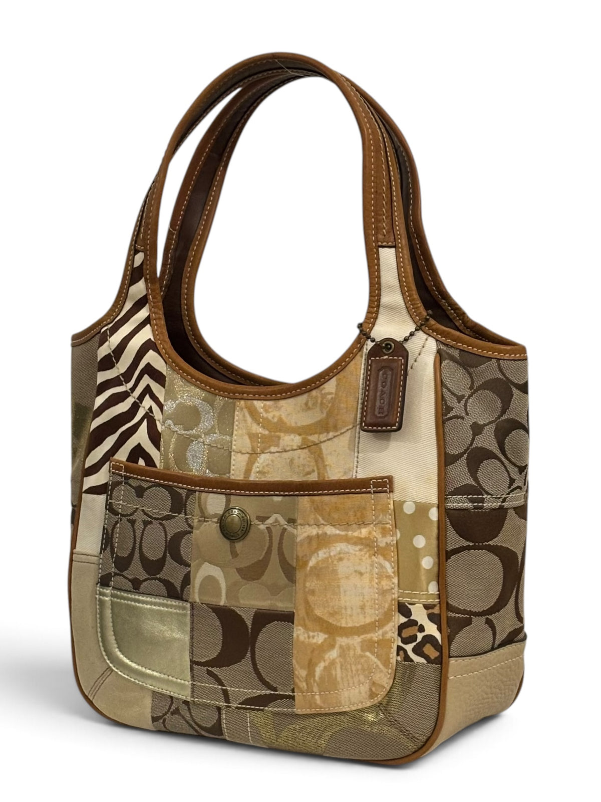 Vintage Coach Ergo Patchwork Bag 10810 Signature & Animal Print Tote