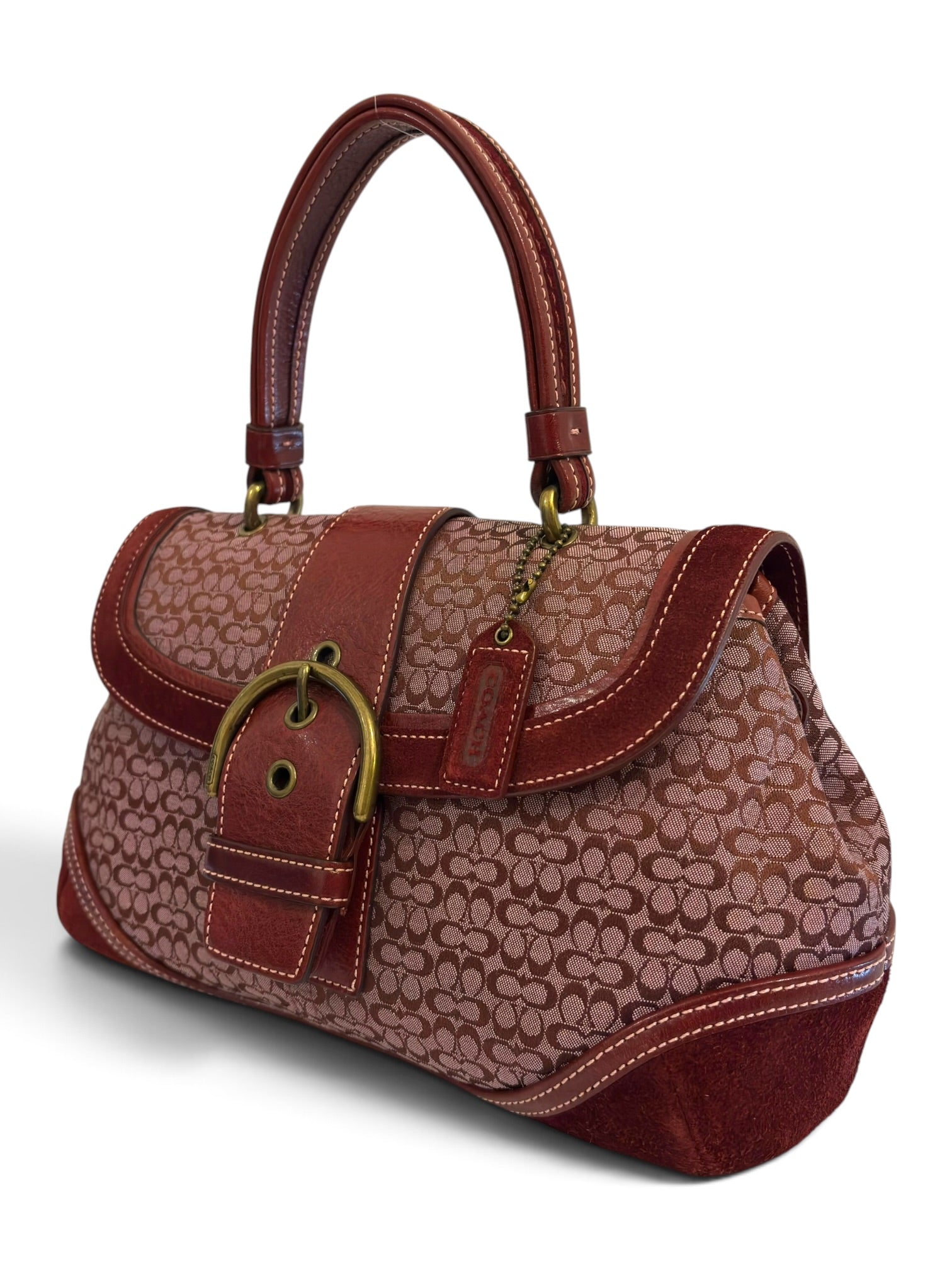 Vintage Coach Soho Bag Red Signature Y2K Flap Handbag 7078