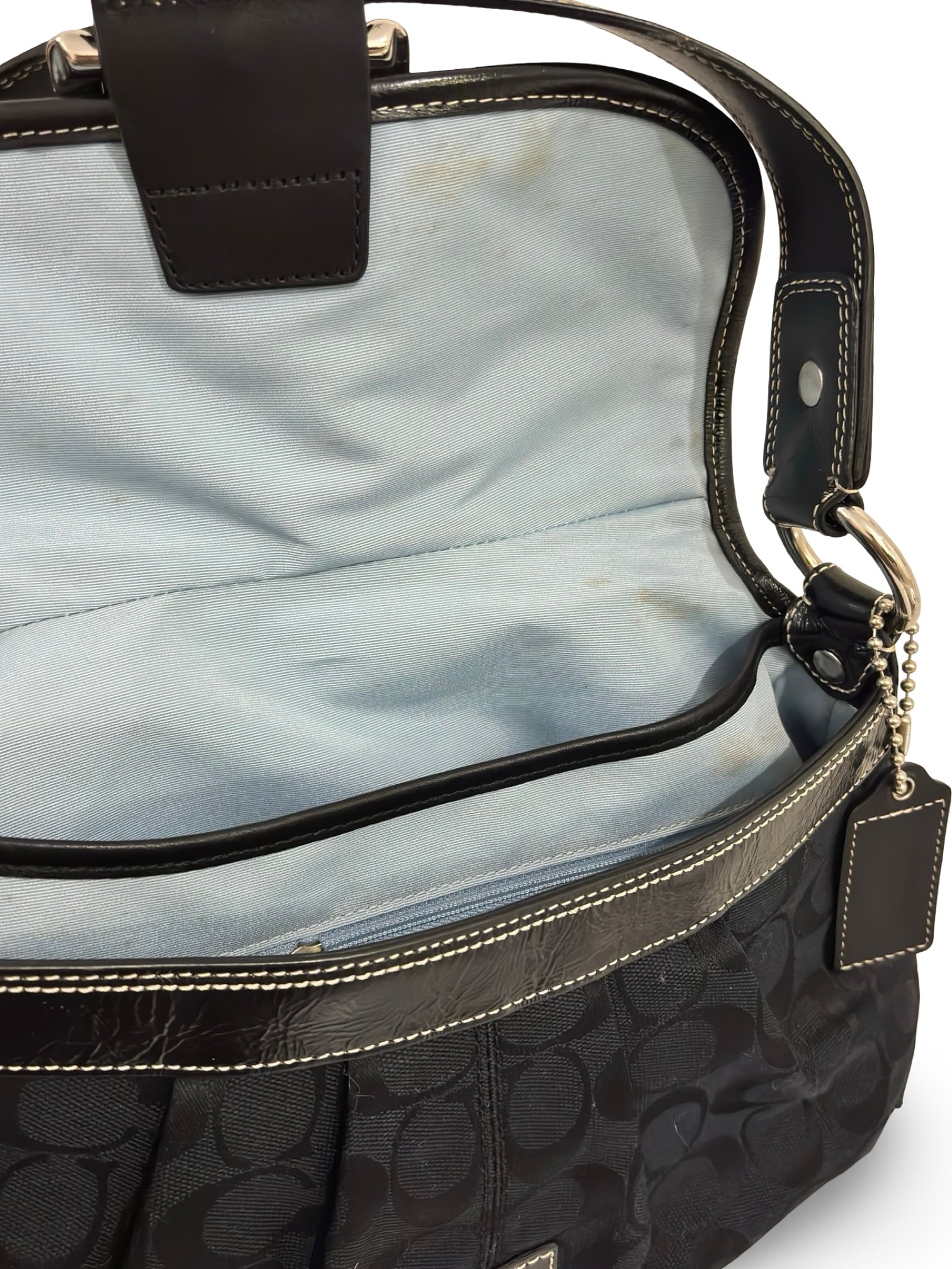 Coach Black ‘Soho’ Signature Canvas & Patent Leather Vintage Buckle Shoulder Bag