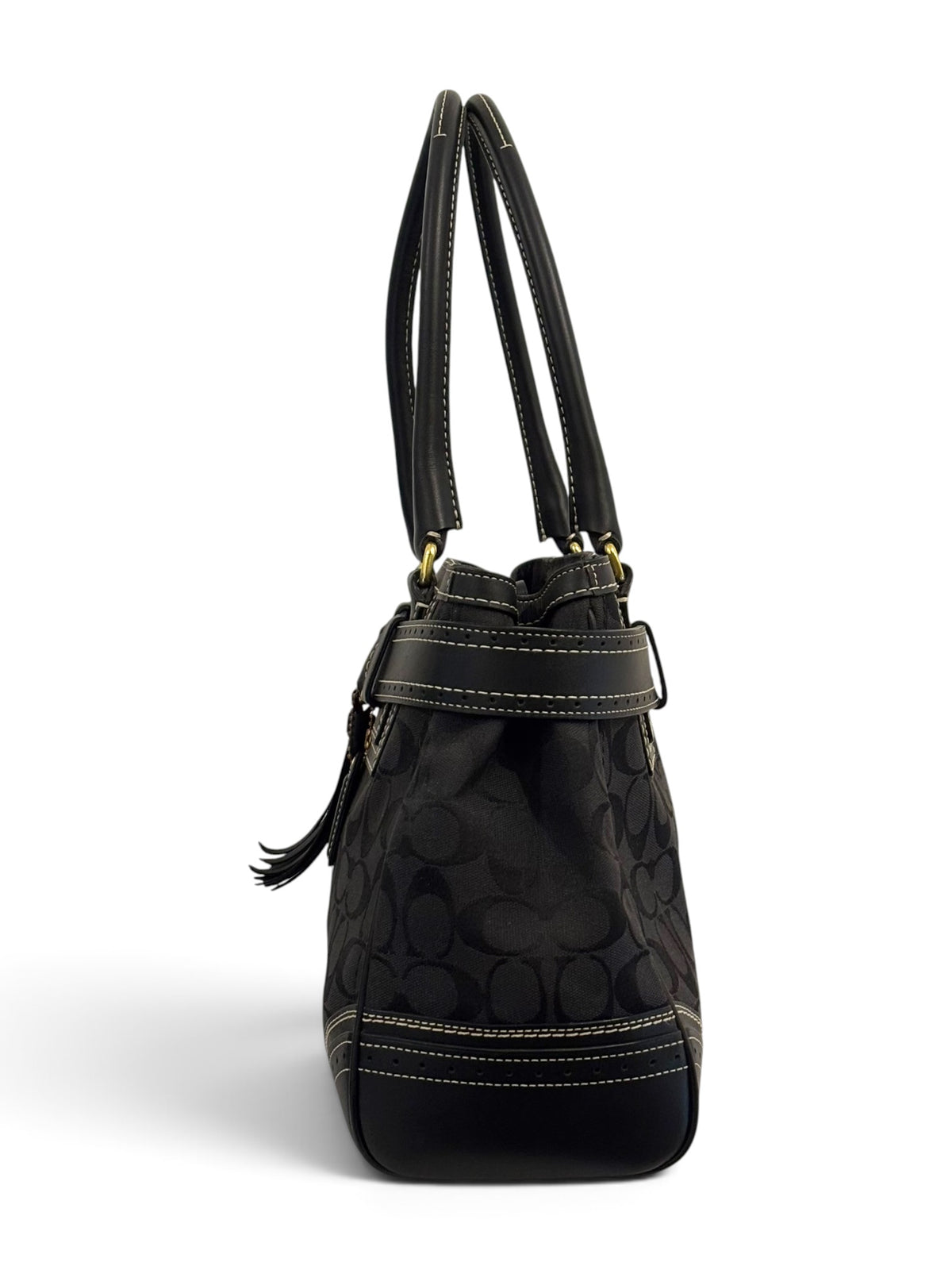 Vintage Coach Hamptons Bag Signature Black Horsebit Tote