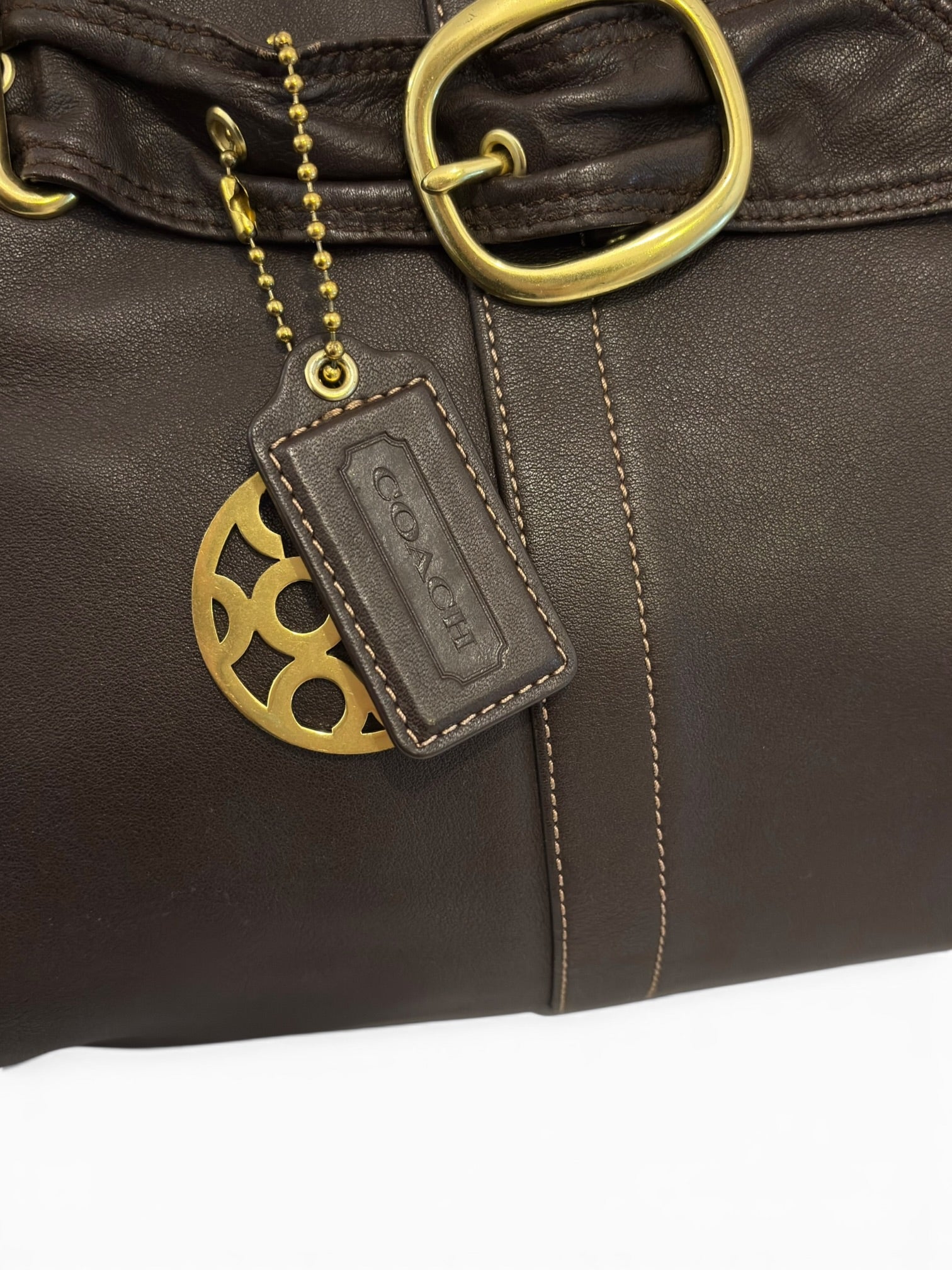 Vintage Coach Dark Brown Leather Soho Buckle
Shoulder Tote Bag 13885