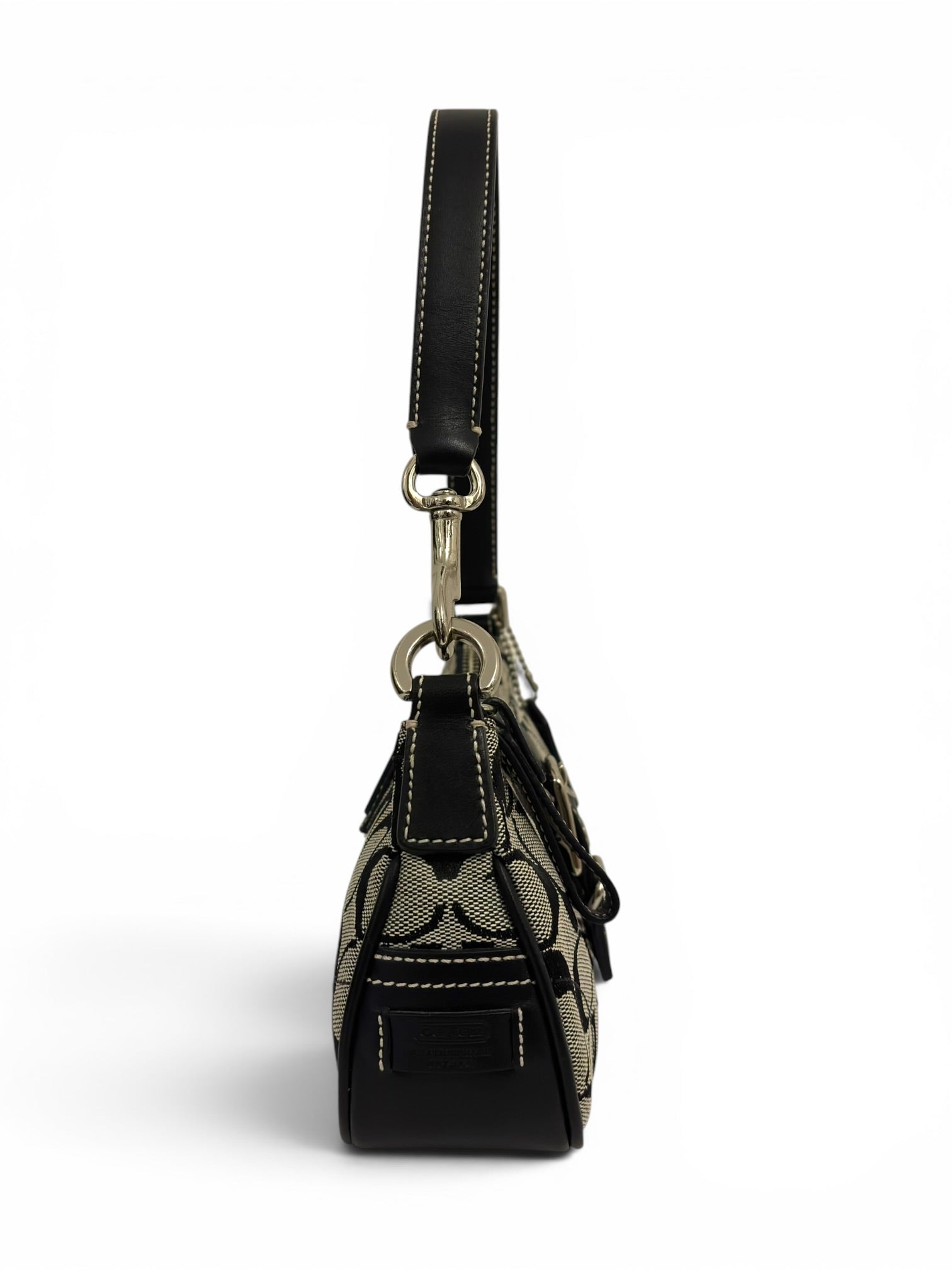 Coach Black & Grey Mini Soho Demi Canvas & Leather Vintage Hobo Shoulder Bag