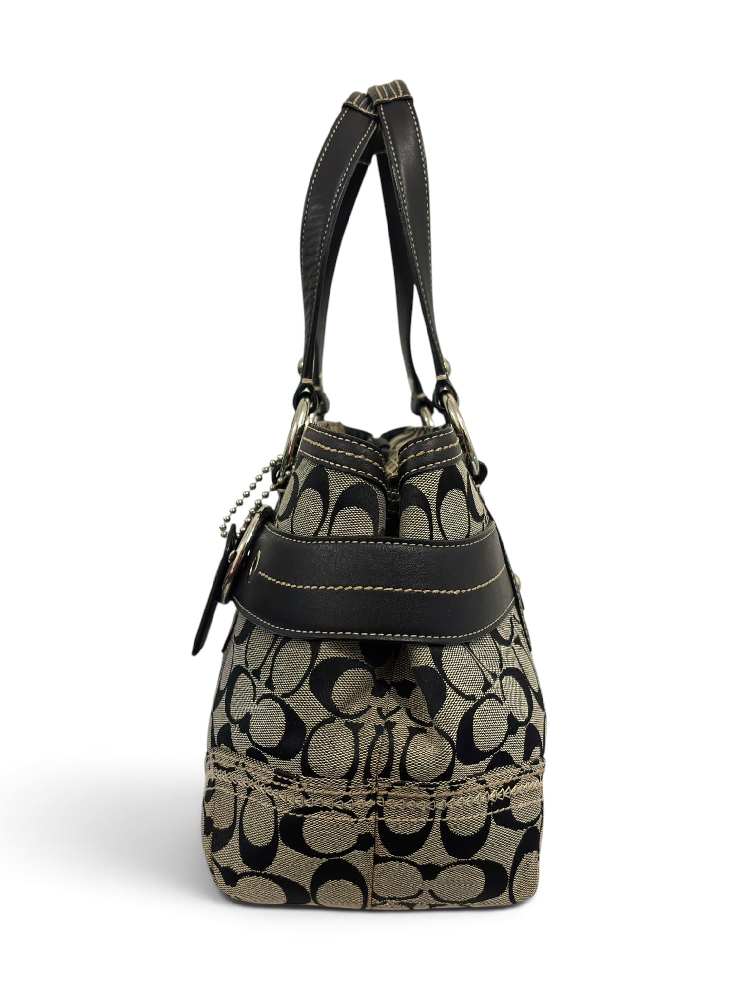 Vintage Coach Bag Y2K Signature Canvas Black Leather Shoulder Soho Tote Handbag 10625