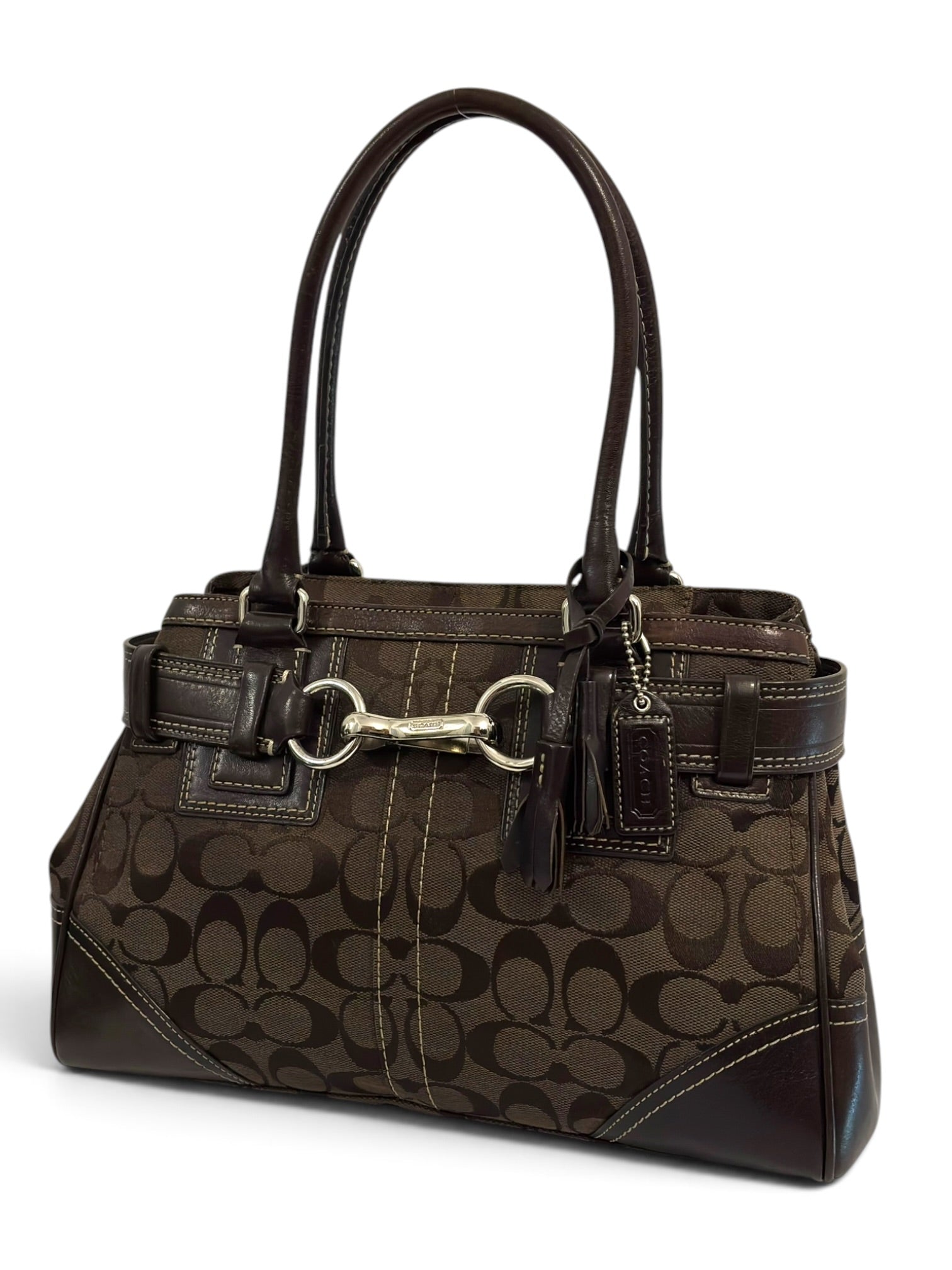 Vintage Coach Bag Hamptons 10245 Signature
Chocolate Brown Clip Tote
