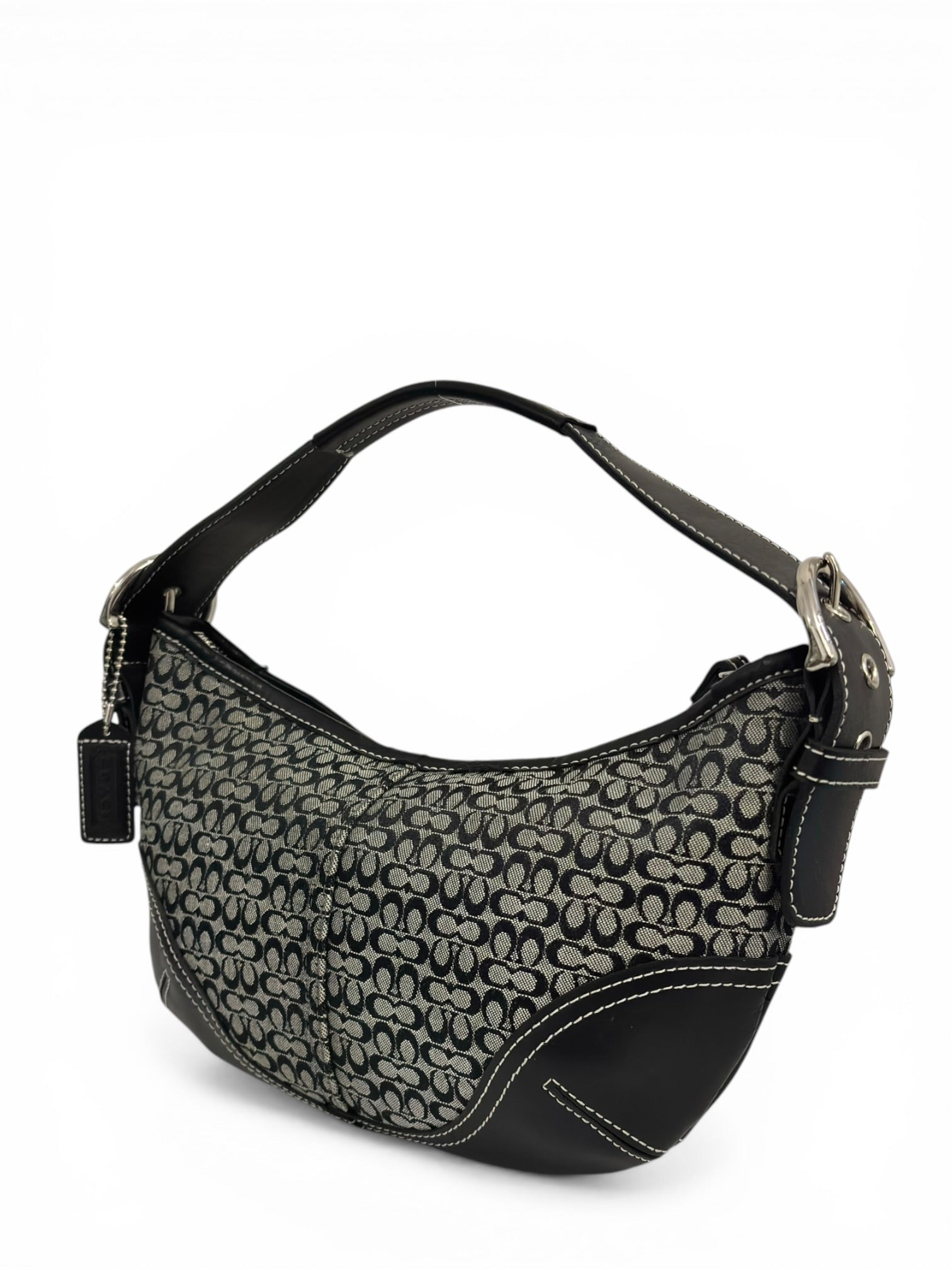 Coach Soho Black & Grey Signature Canvas & Leather Vintage Shoulder Bag