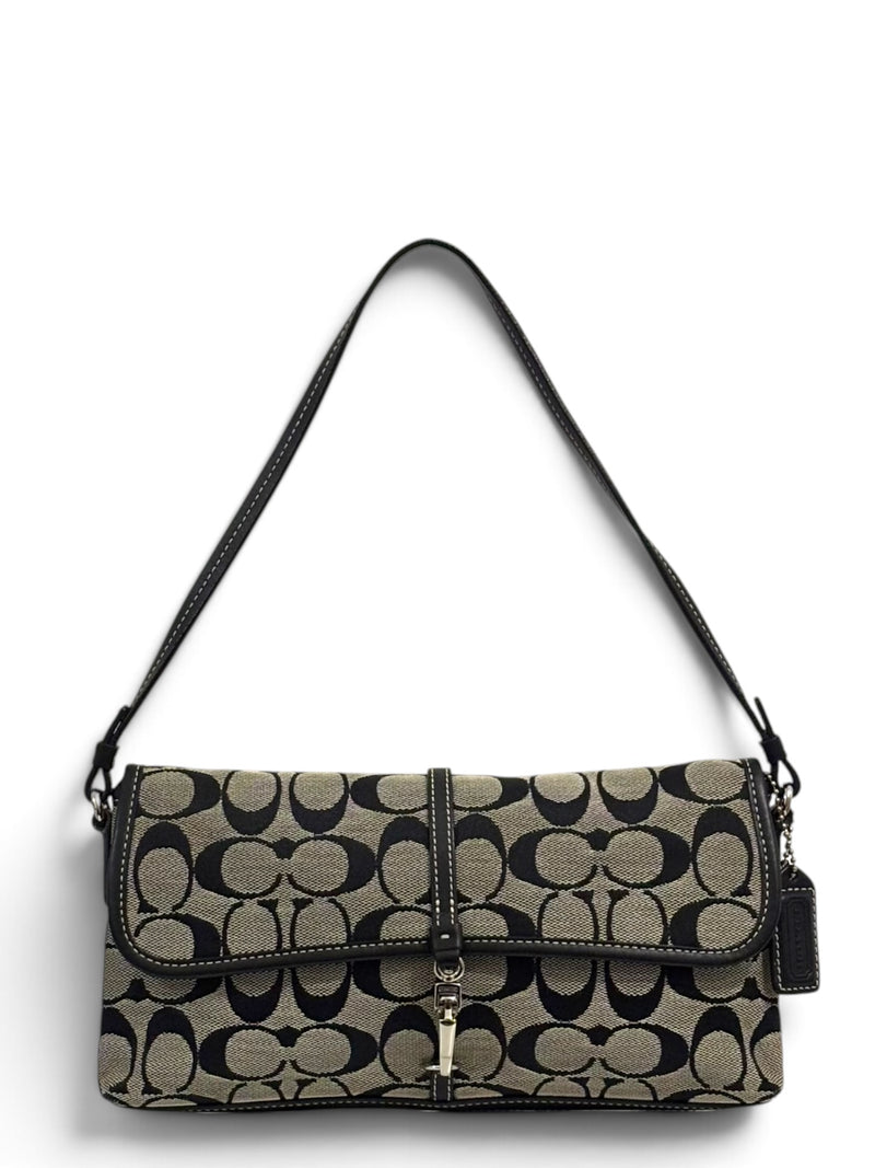 Vintage Coach Hamptons Bag 6348 Signature Black Grey Shoulder Bag
