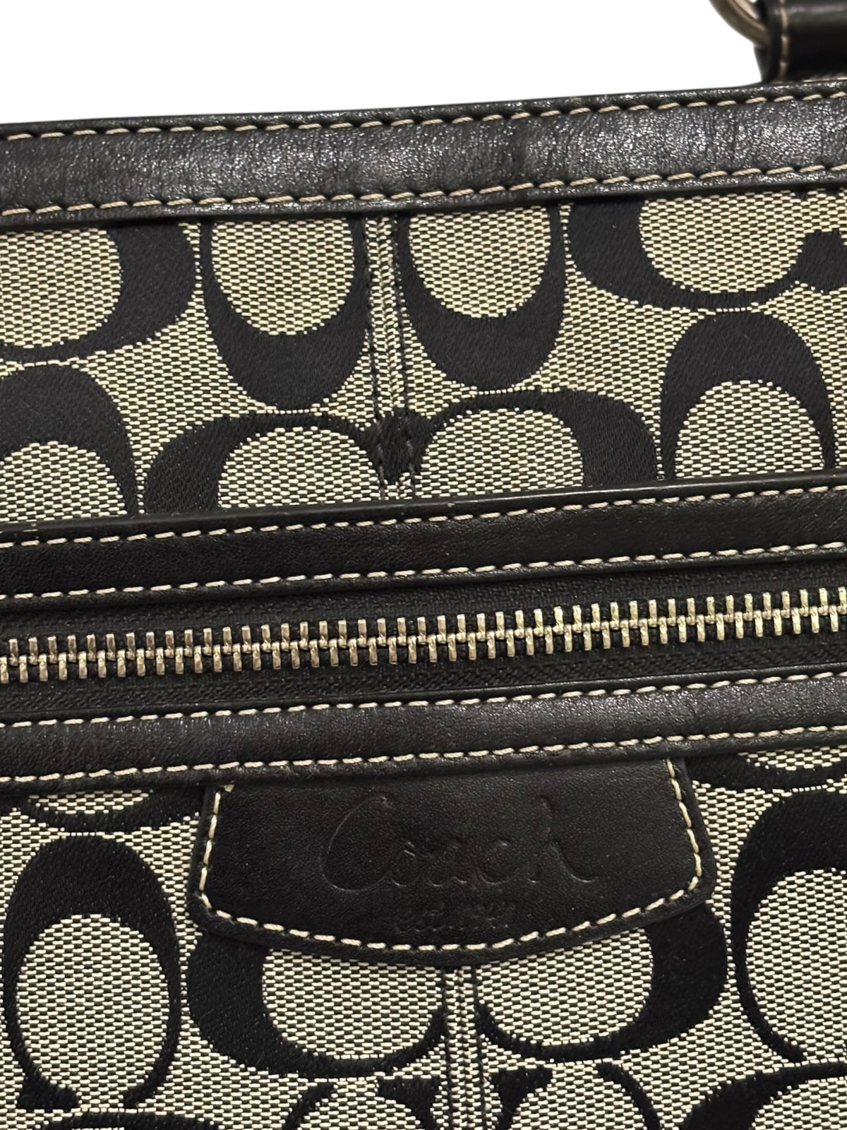 Vintage Coach Penelope Bag F14694 In Signature Black And Grey