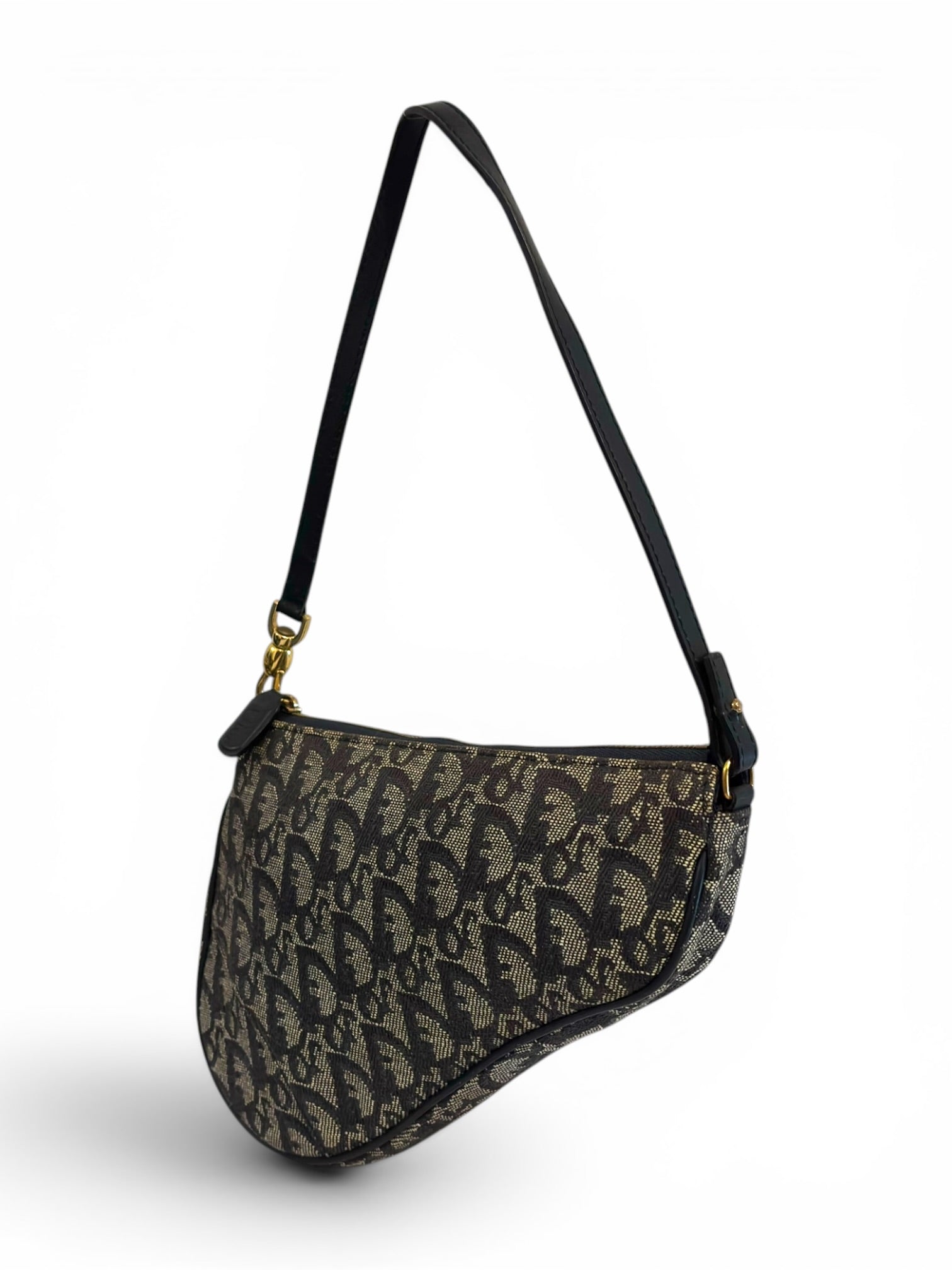 Vintage Christian Dior 2002 Mini Diorissimo Saddle Pochette Shoulder Bag