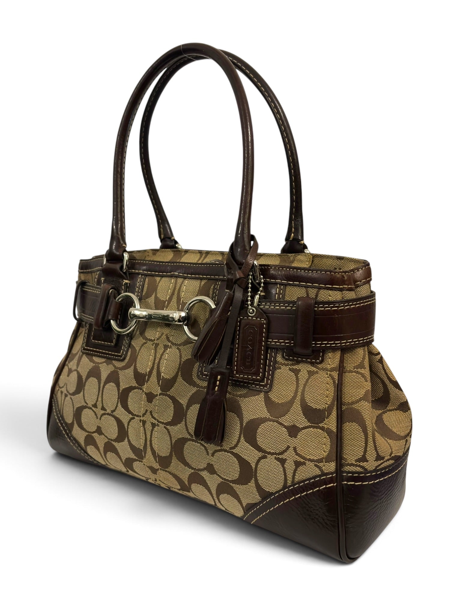 Vintage Coach Hamptons Signature Tote Bag Brown
Canvas & Leather Shoulder Bag F10245