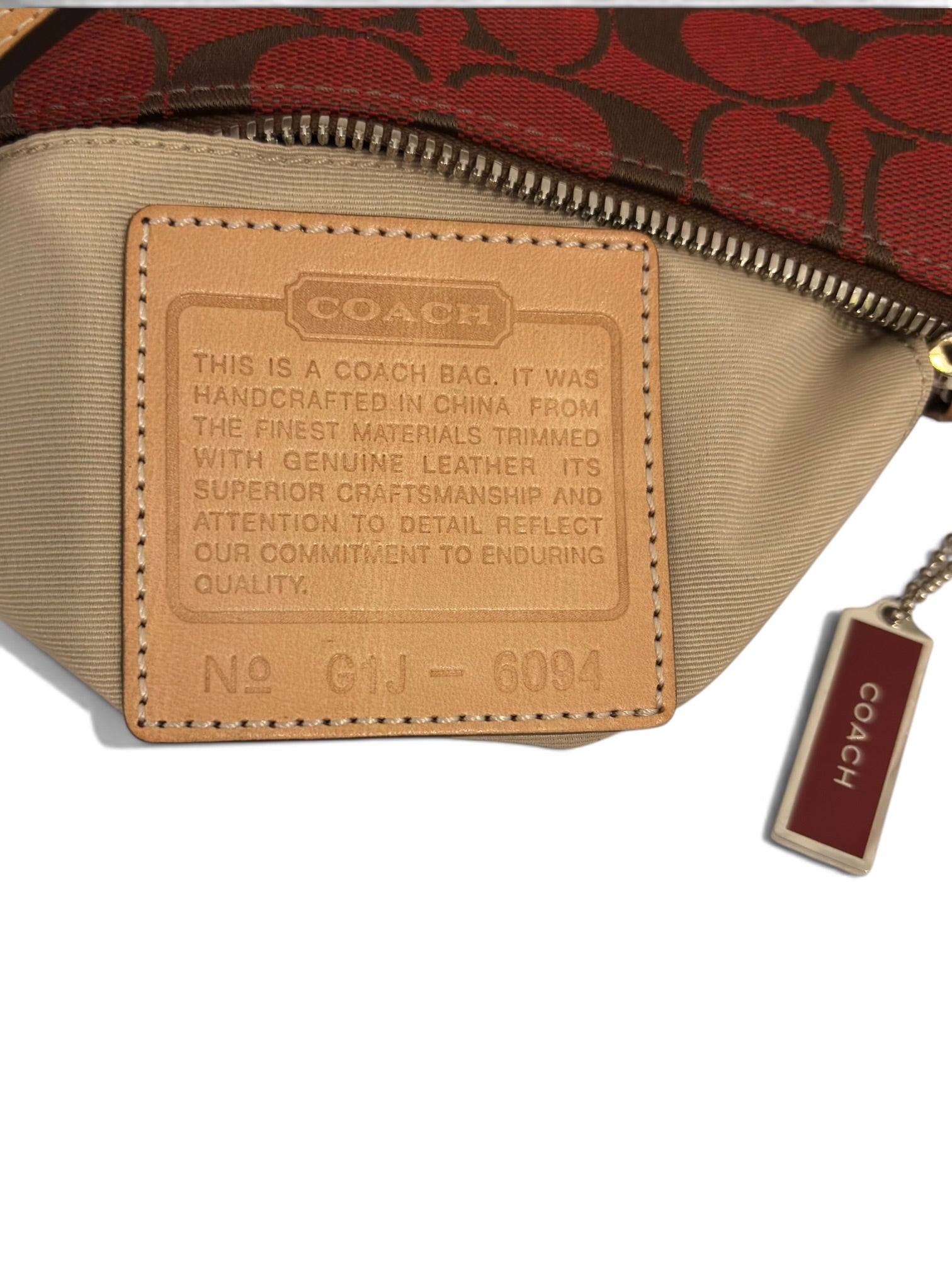 Vintage Coach Demi Bag Red Signature Canvas Shoulder Bag G1J-6094