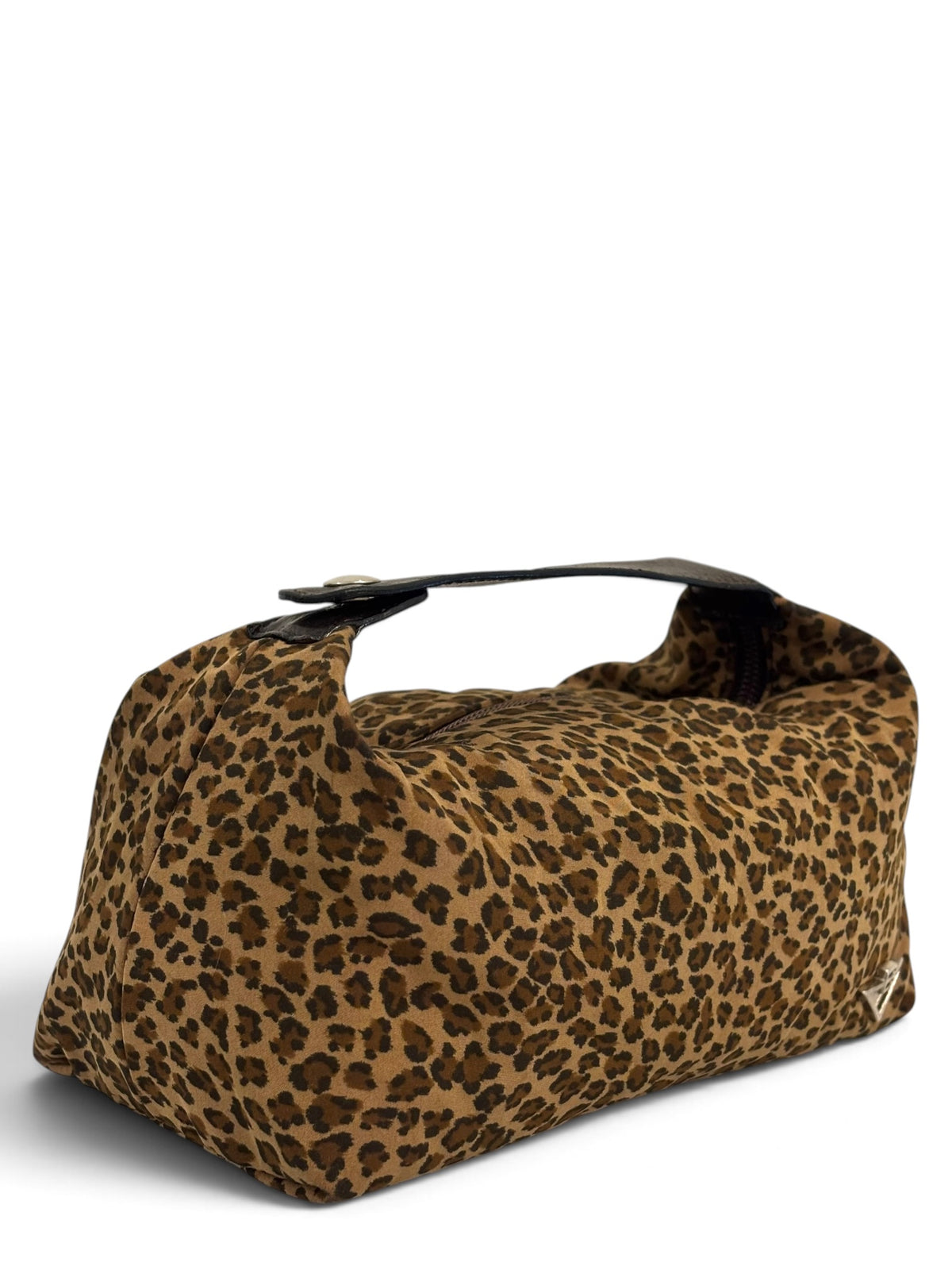 Vintage Bottega Veneta Bag Leopard Print Nylon Top Handle Vanity