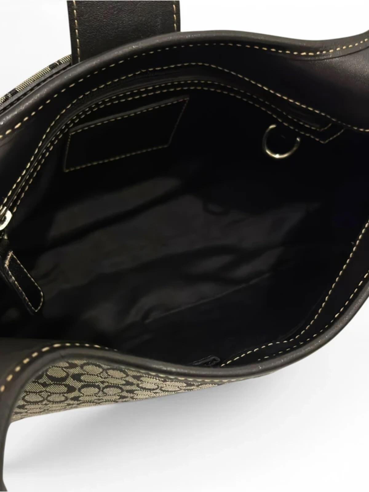 Coach Signature Soho Black / Grey Buckle Canvas & Leather Vintage Hobo Shoulder Bag C04J-7074