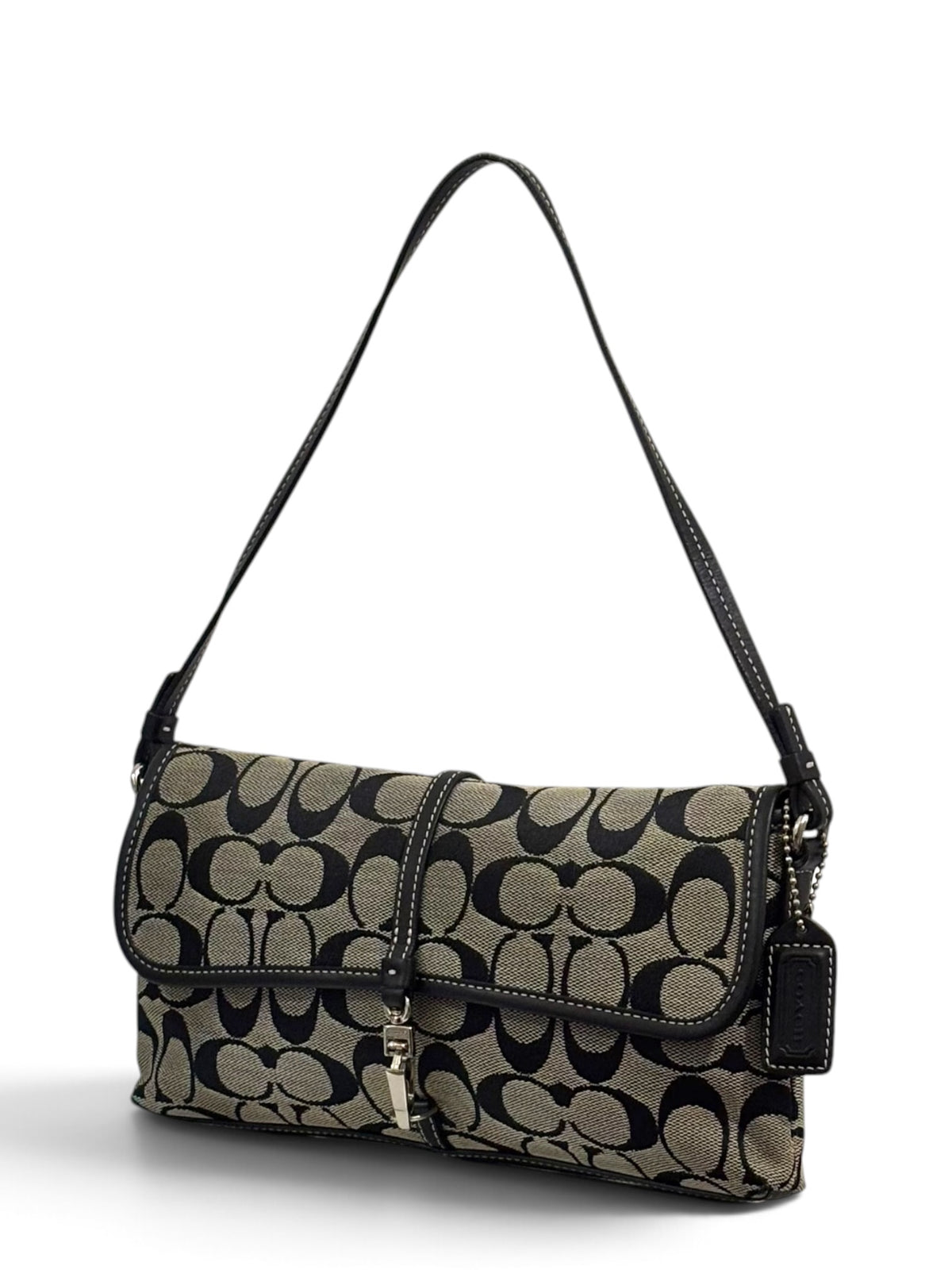 Vintage Coach Hamptons Bag 6348 Signature Black Grey Shoulder Bag