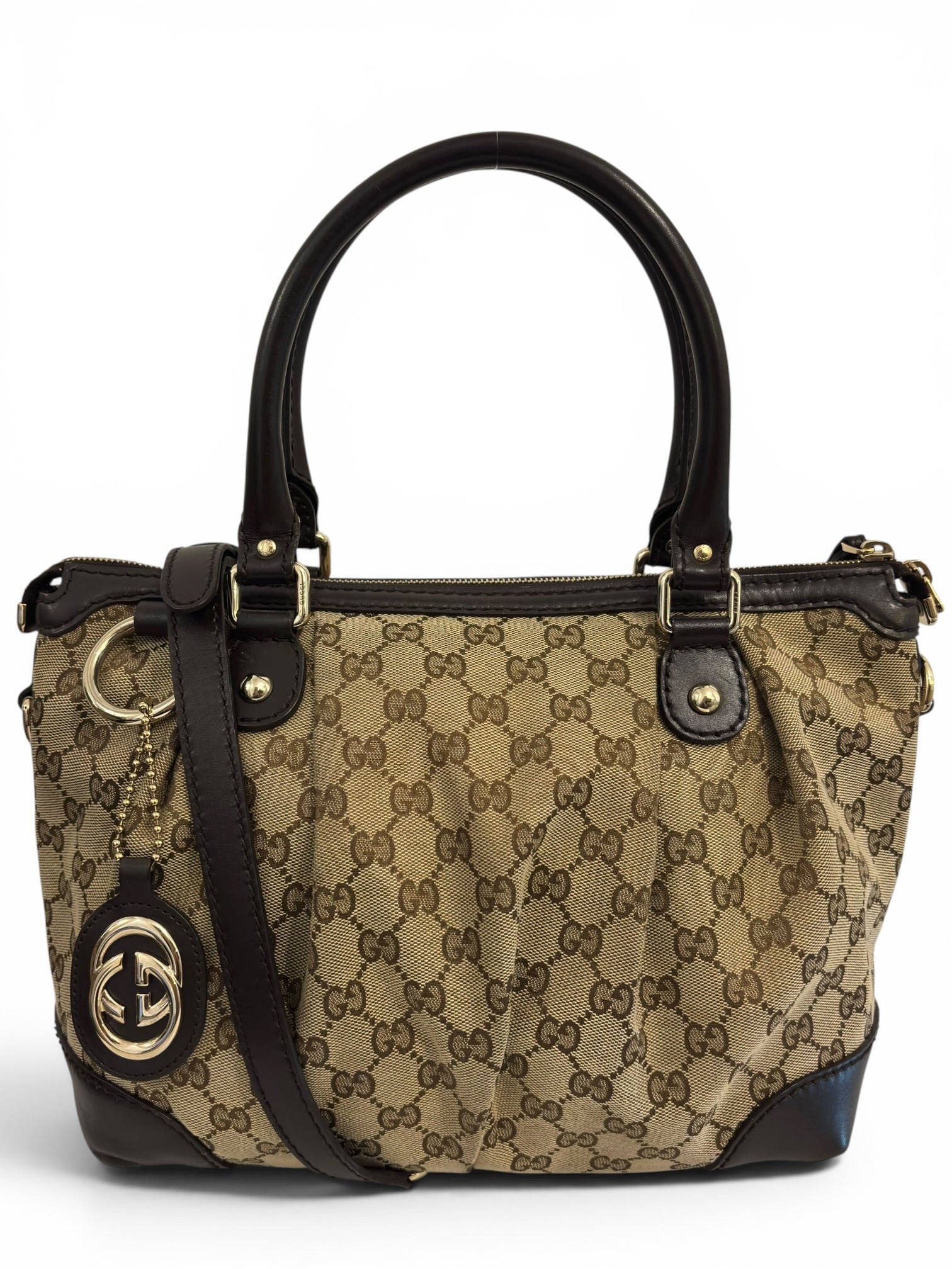 Vintage Gucci Sukey GG Bag Canvas Brown & Beige
Satchel Tote Shoulder Handbag 520981