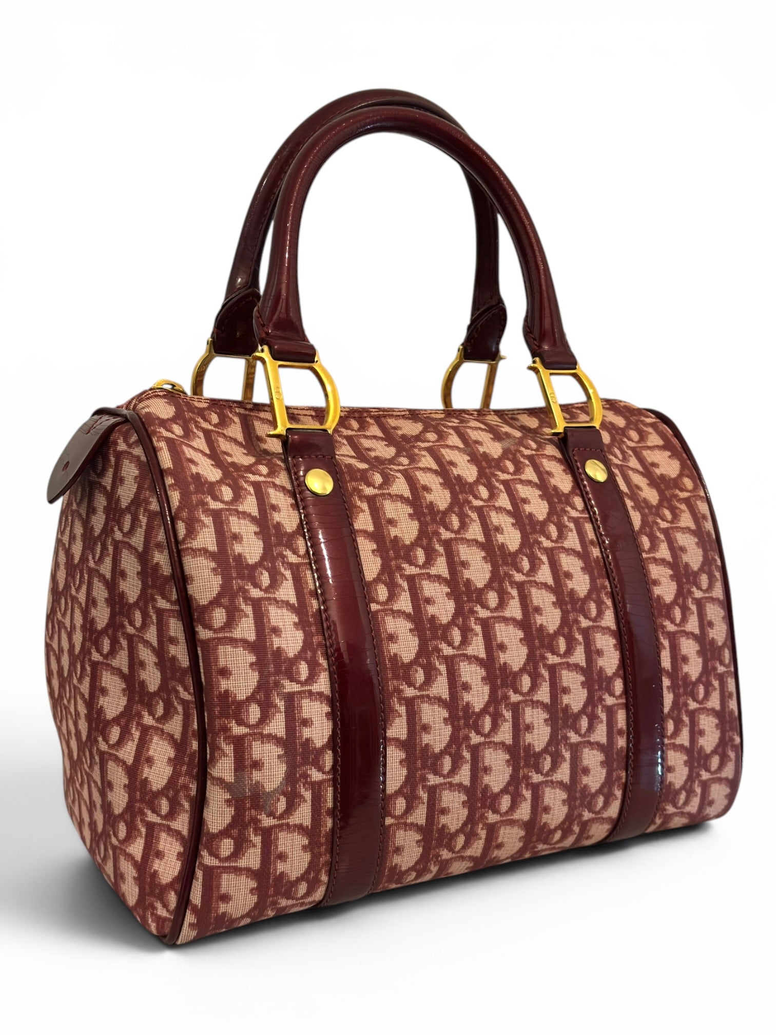 Christian Dior Rare Red / Burgundy Diorissimo
Trotter Lock & Key Vintage Boston Shoulder Bag