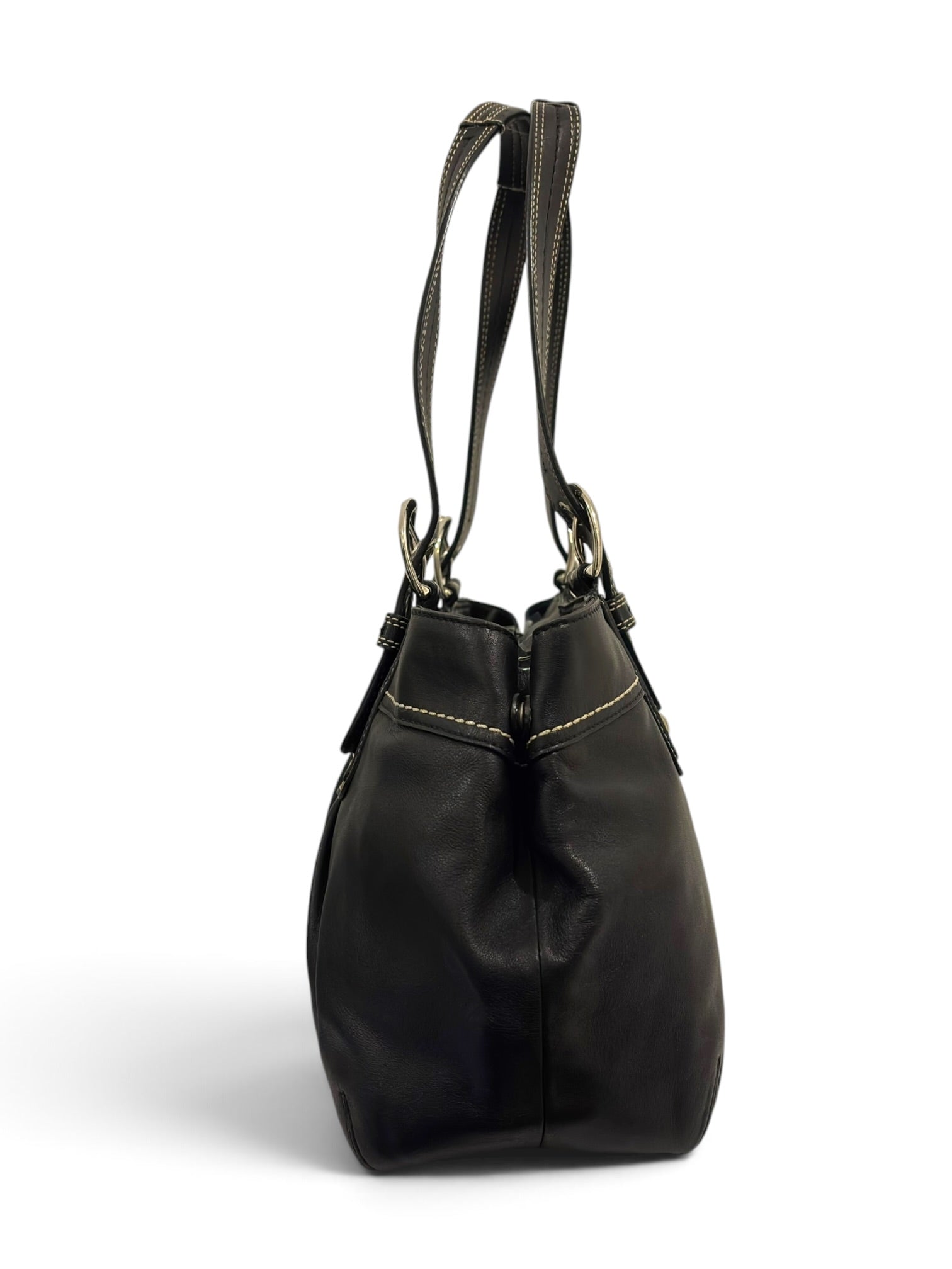 Vintage Coach Soho Bag Pleated Black Leather Tote F13732
