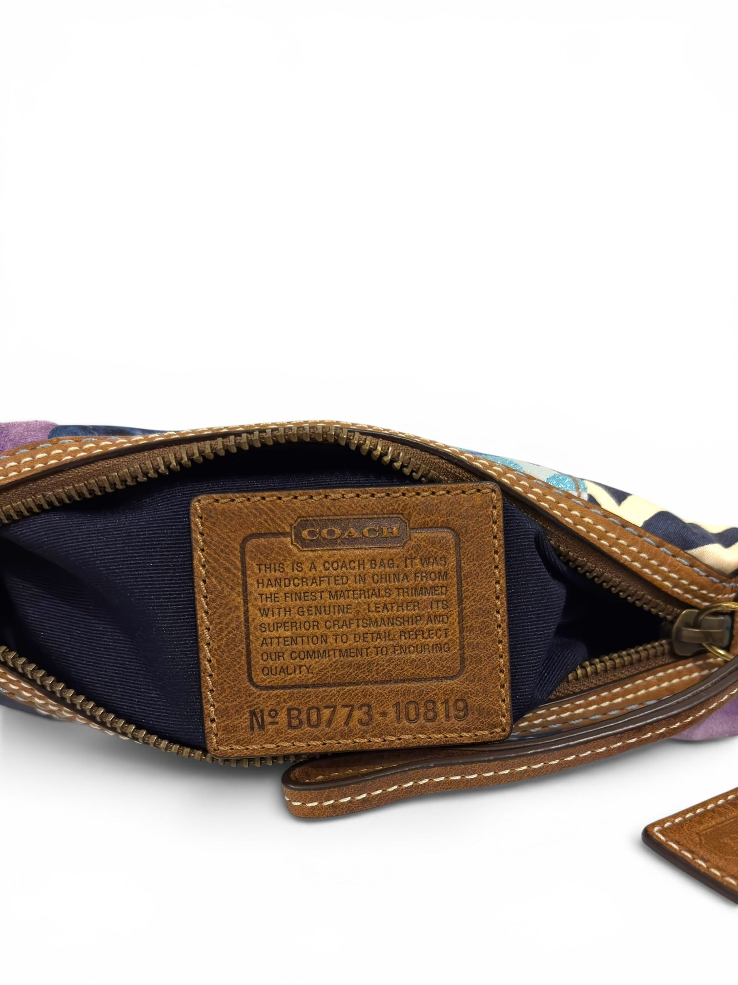 Coach Limited Edition Denim Patchwork Multicolour Blue Purple Canvas & Leather Vintage 10819 Crossbody
Bag