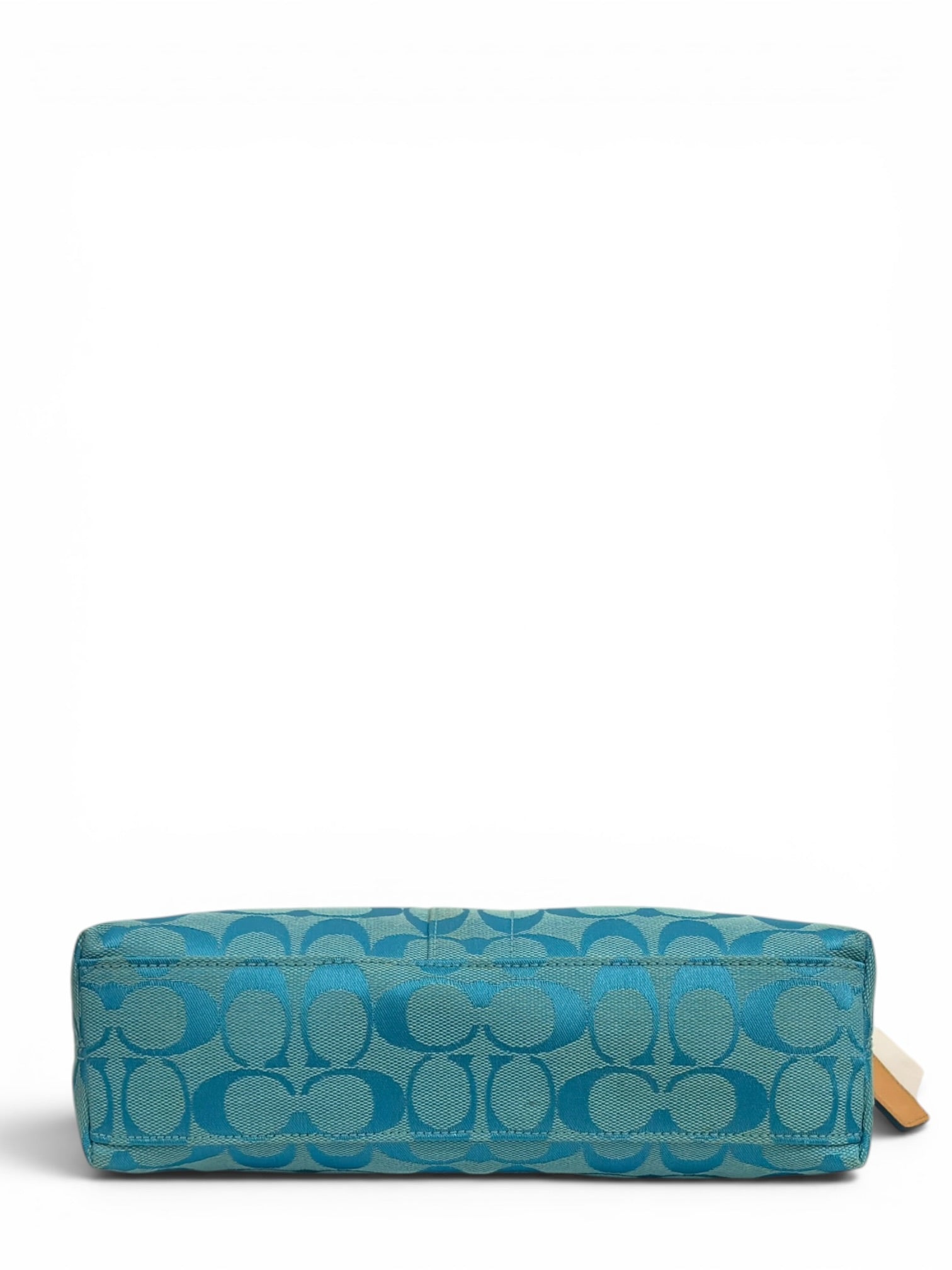 Coach Rare East West Blue Turquoise Signature
Baguette Vintage 6371 Shoulder Bag