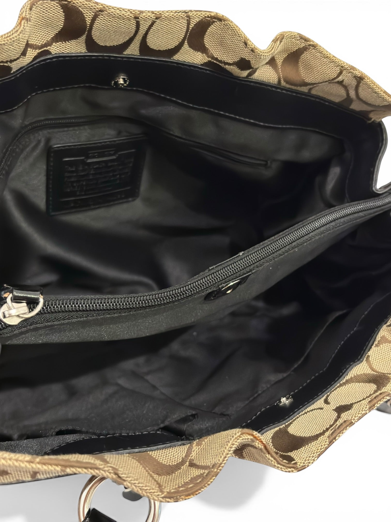 Coach 'Penelope' Signature Brown Canvas & Patent Leather Vintage Shoulder Bag