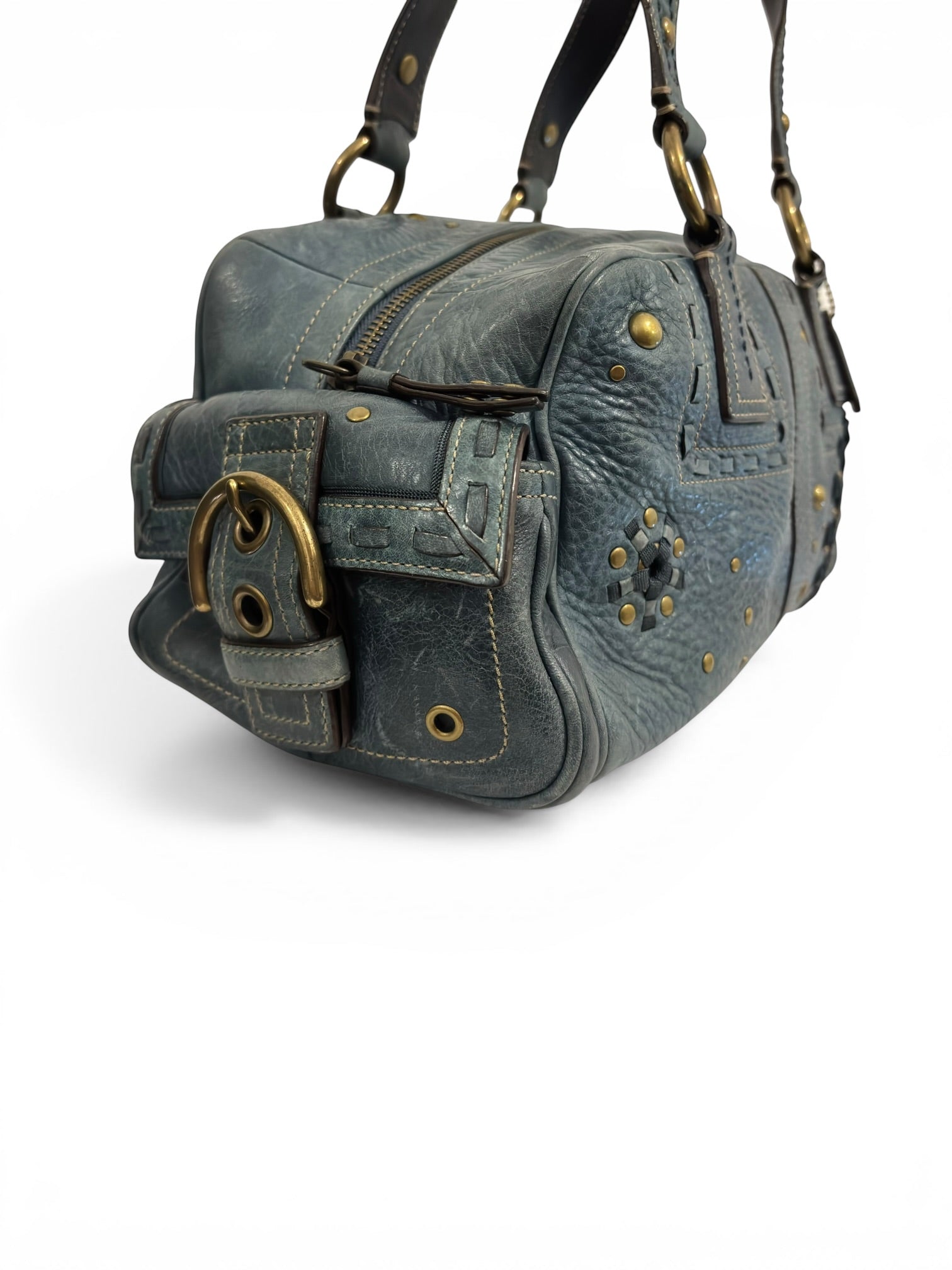 Coach Limited Edition Rare Mia Blue Denim Distressed Soho Vintage 2000's Shoulder Bag