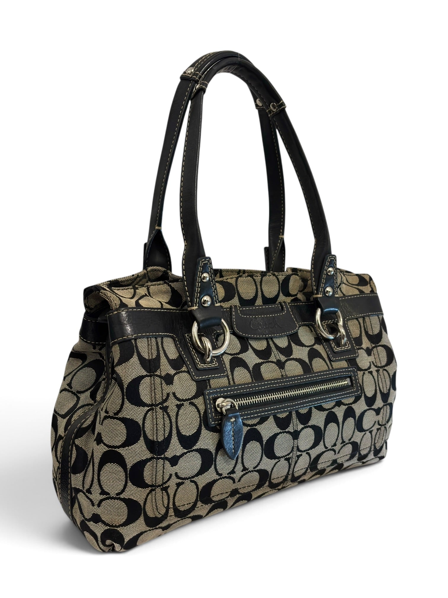 Vintage Coach Penelope Signature Canvas Tote Bag
Black & Beige Shoulder Bag F14696
