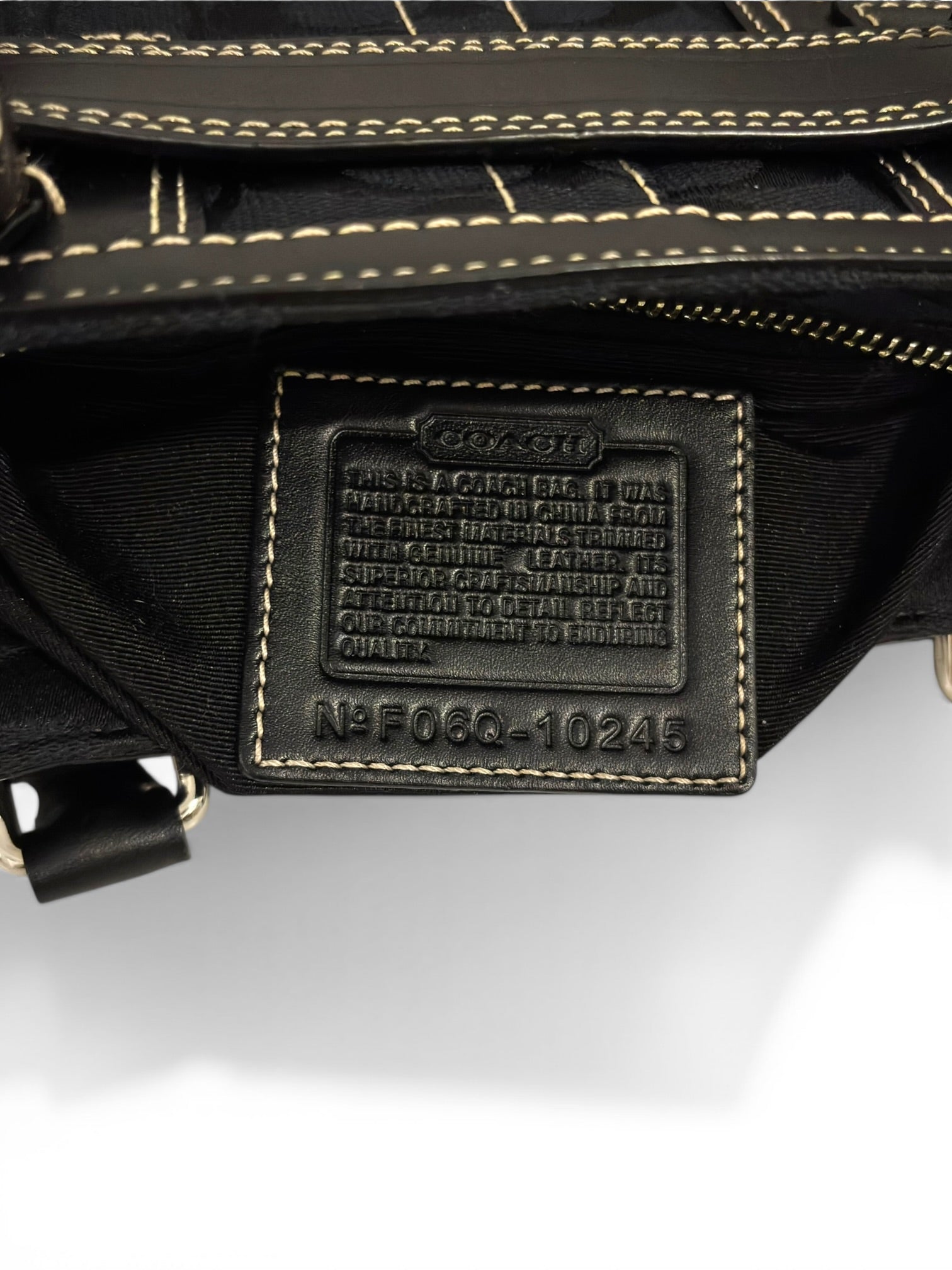 Coach Black Hampton Canvas & Leather Clip Tassel Belted Tote Shoulder Bag