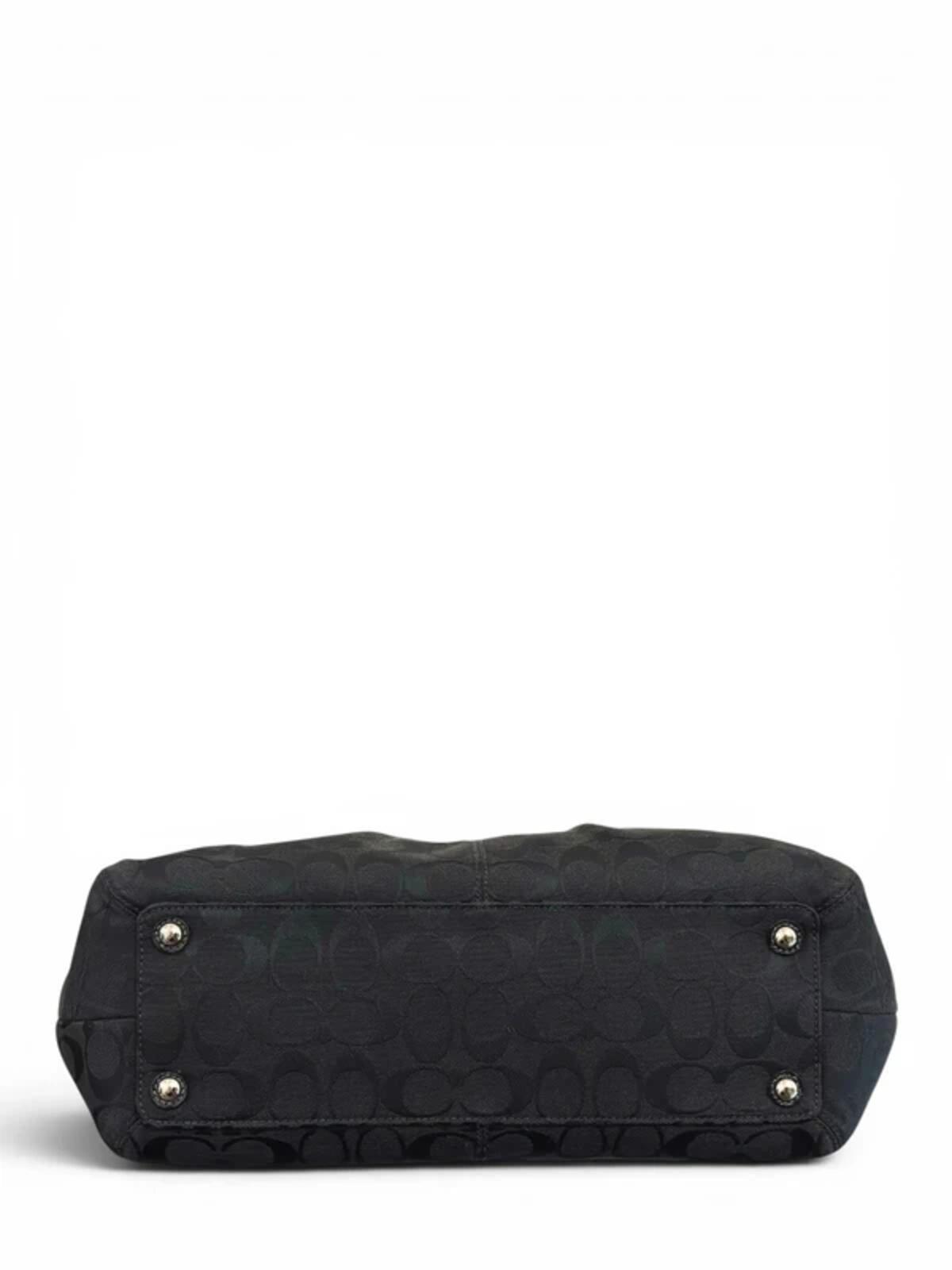Coach Black Soho Signature Pleated Canvas & Patent Leather Vintage F13742 Tote Shoulder Bag