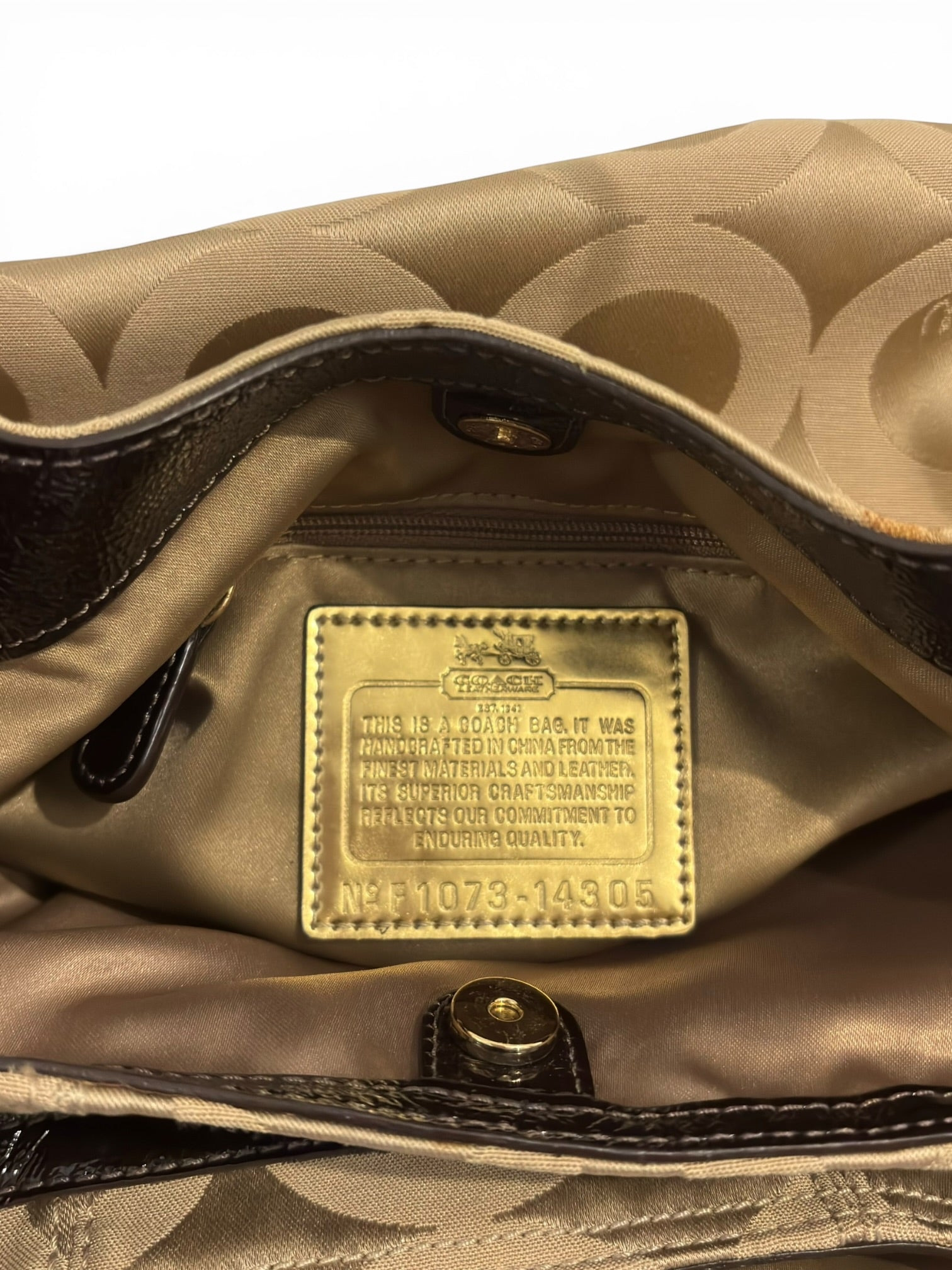 Coach Madison OP Art Sateen Maggie Brown Beige Canvas & Leather Signature Hobo Shoulder Bag