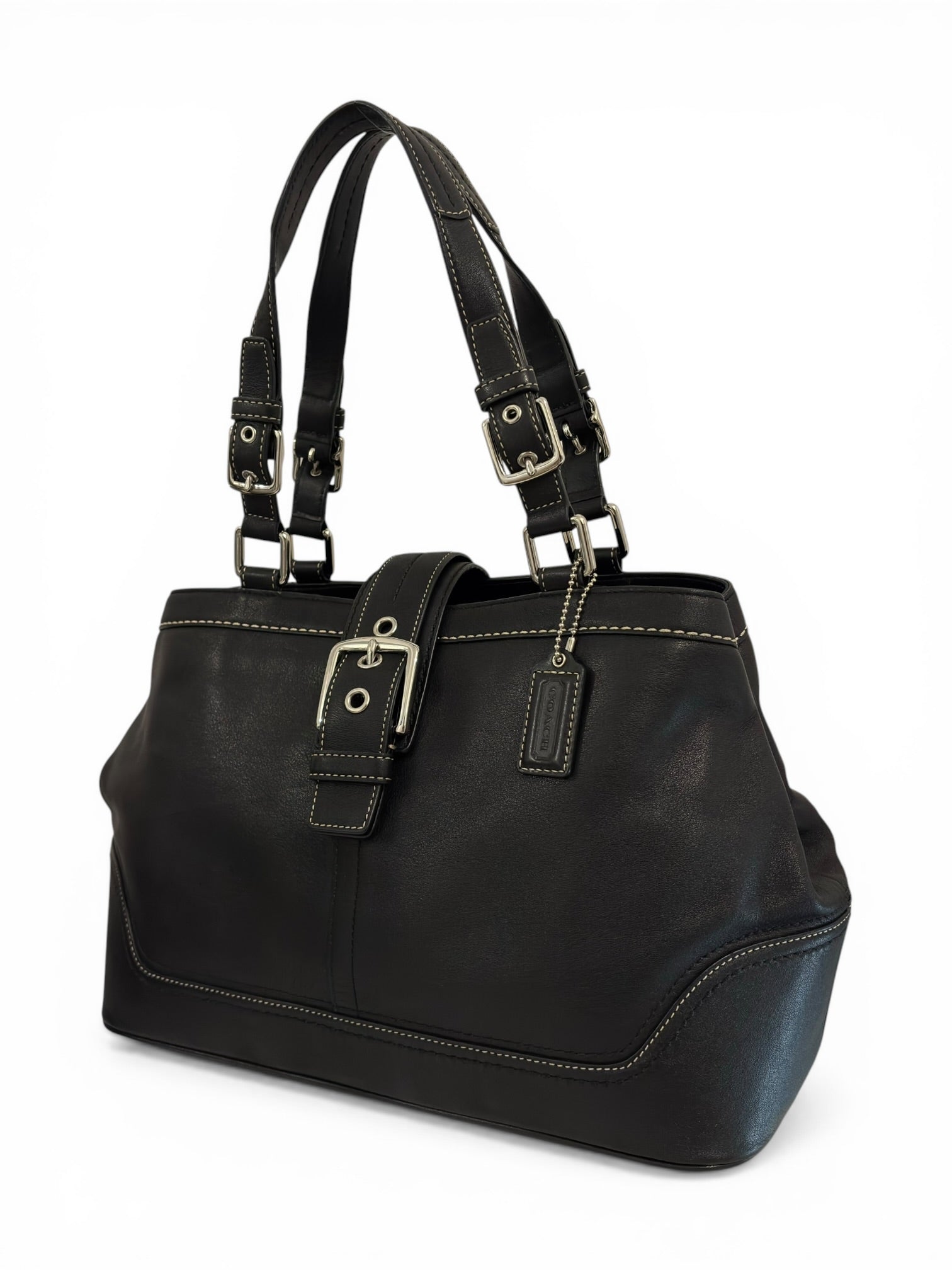 Coach Black Soft Leather Hampton Soho Buckle
Tote Shoulder Bag