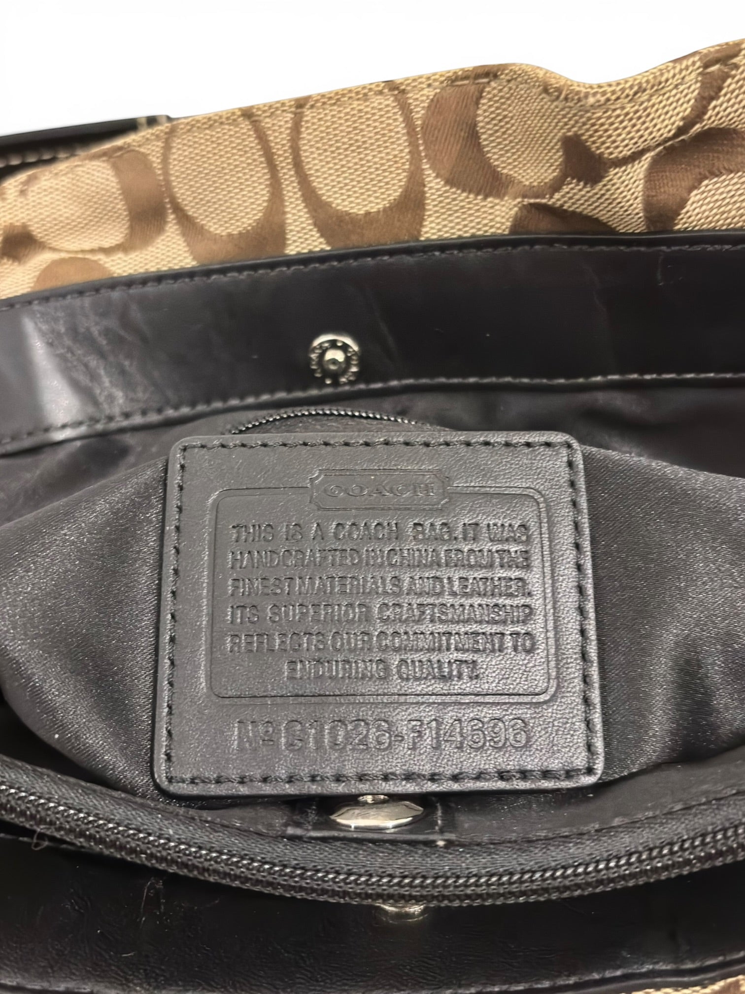 Coach 'Penelope' Signature Brown Canvas & Patent Leather Vintage Shoulder Bag