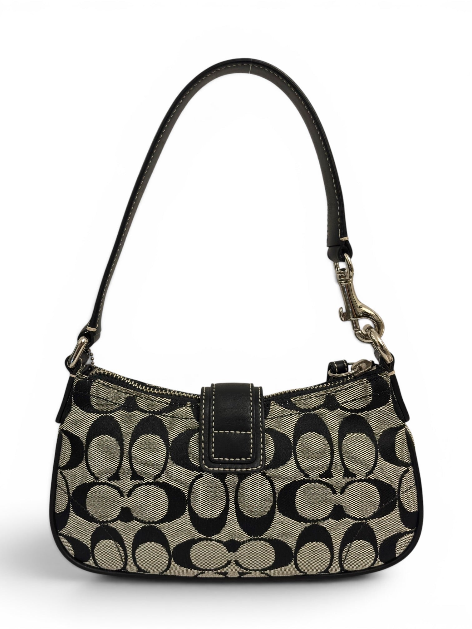 Coach Black & Grey Mini Soho Demi Canvas & Leather Vintage Hobo Shoulder Bag