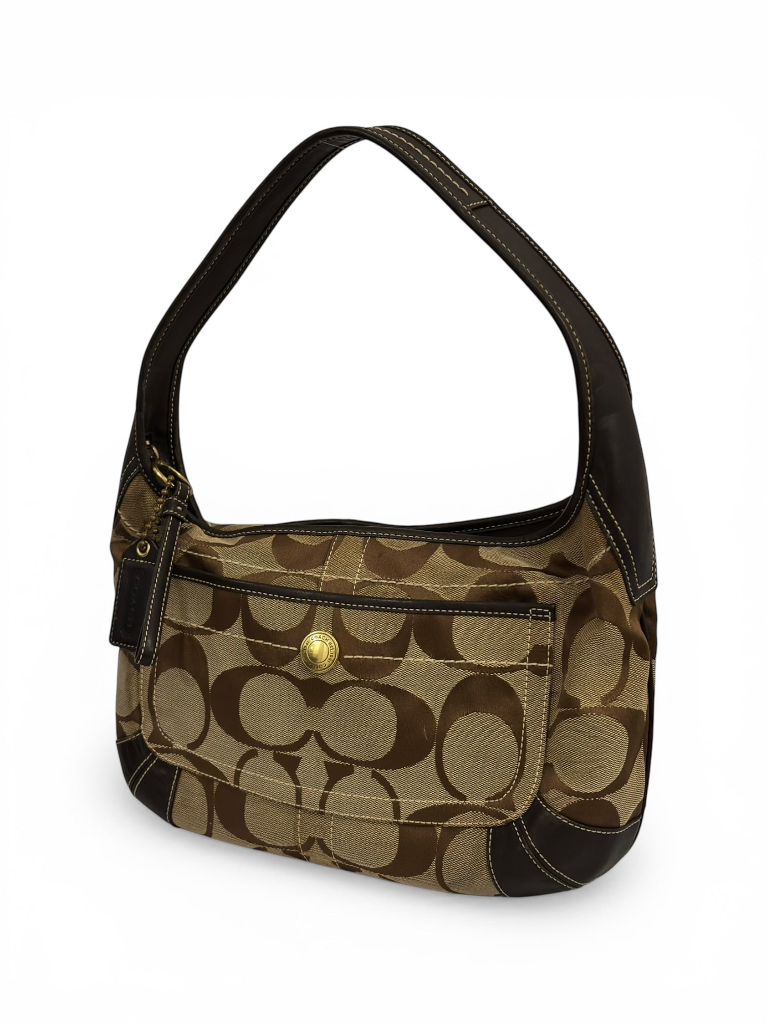 Coach Brown Signature 'Ergo' Canvas & Leather Vintage Hobo Shoulder Bag