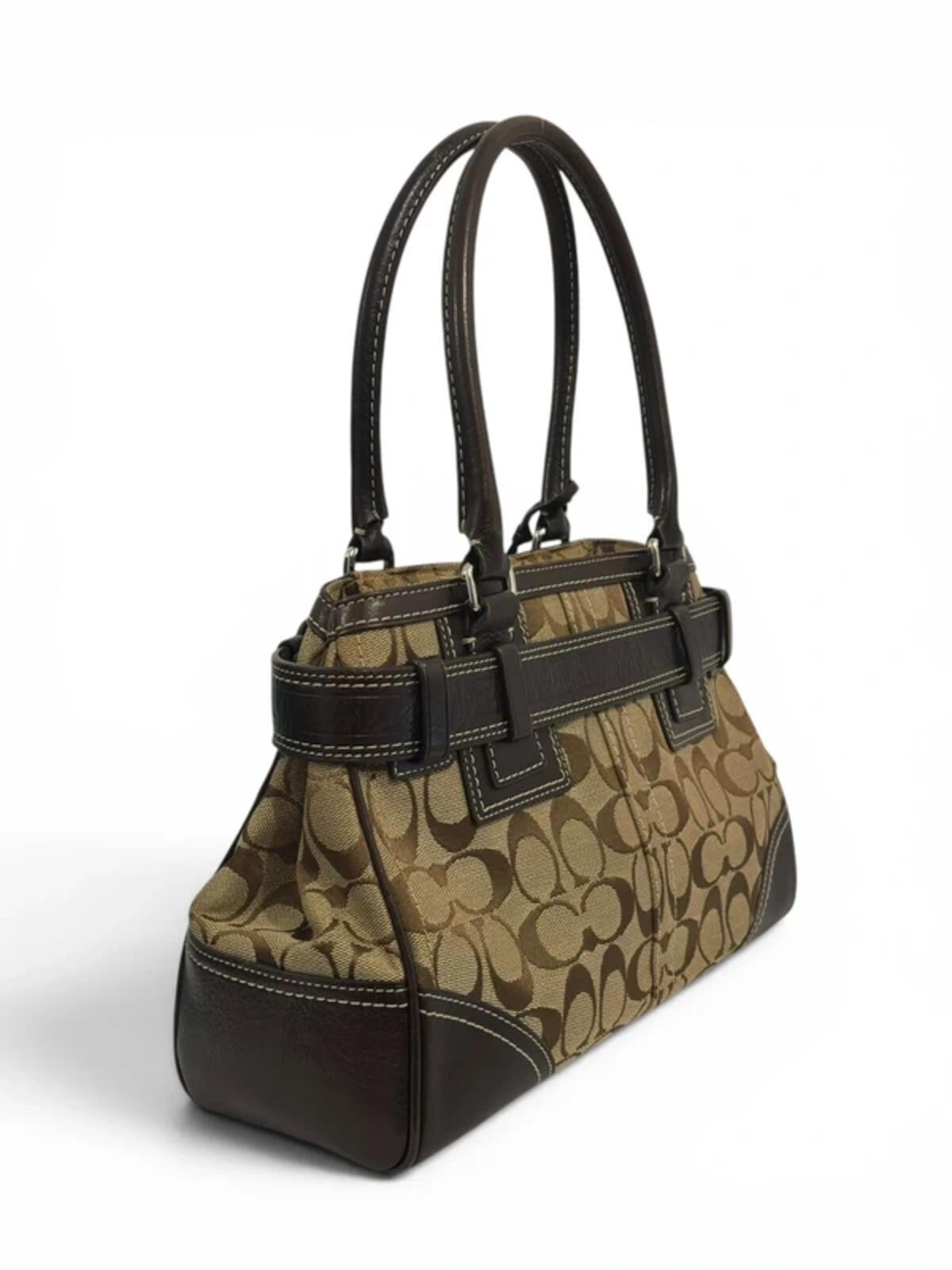 Coach Hampton Signature Canvas & Leather Tassle Brown Vintage Tote Shoulder Bag