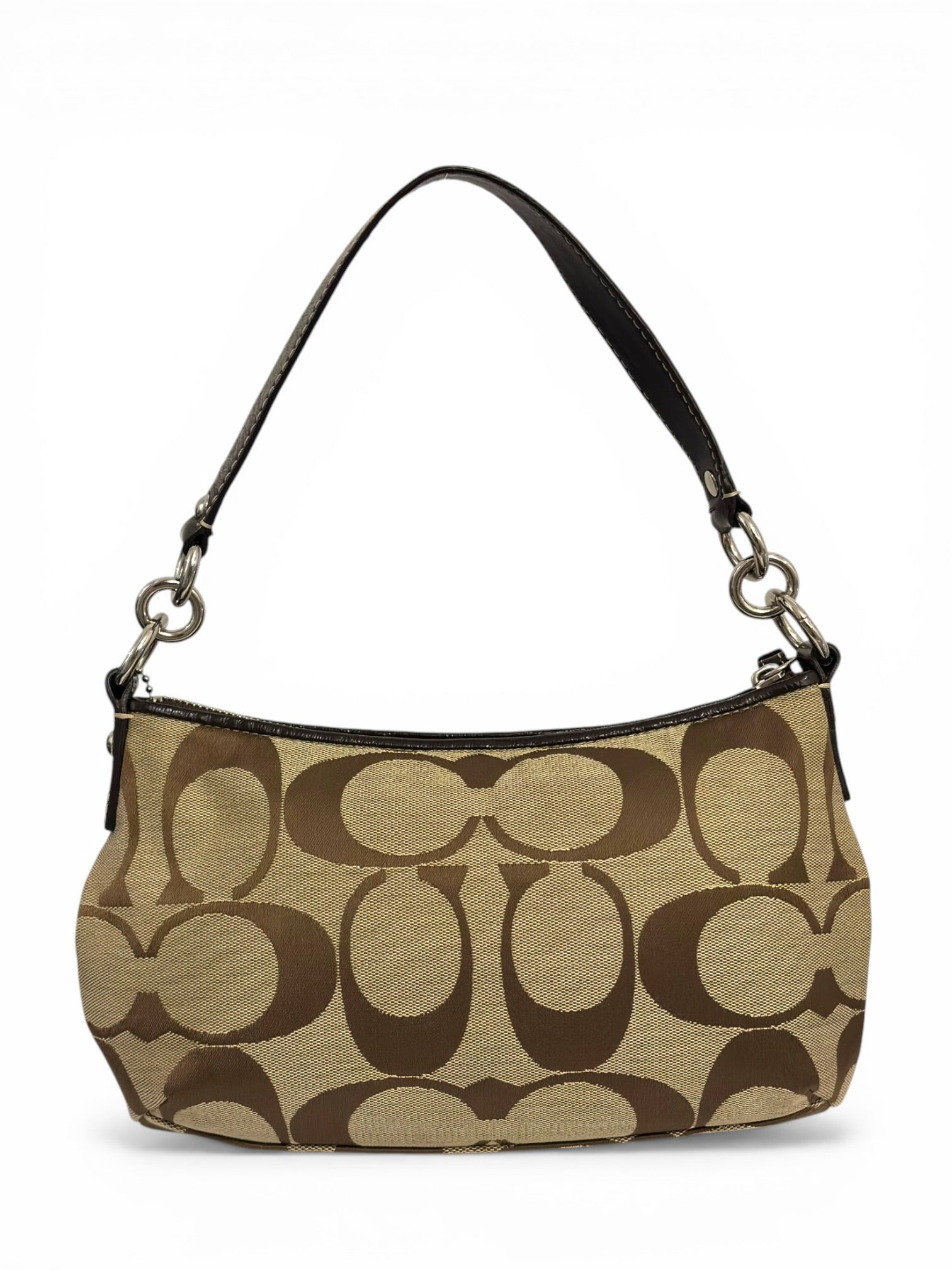 Coach Brown Signature Stripe Demi Baguette
Canvas & Patent Leather Shoulder Bag