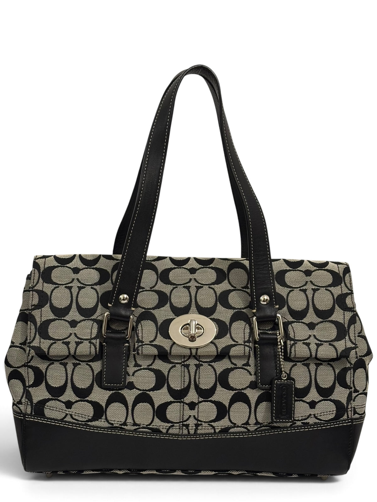 Vintage Coach Hamptons Bag F13070 Signature Turnlock Tote
