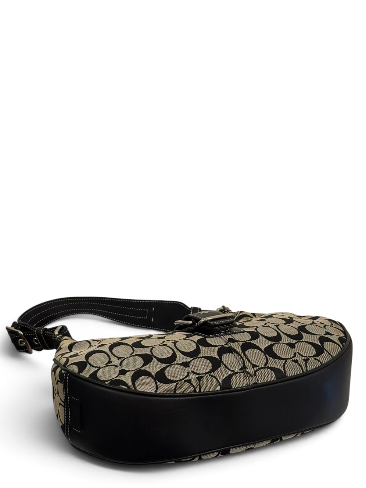 Vintage Coach Soho Bag 6363 Signature Hobo In Black And Grey