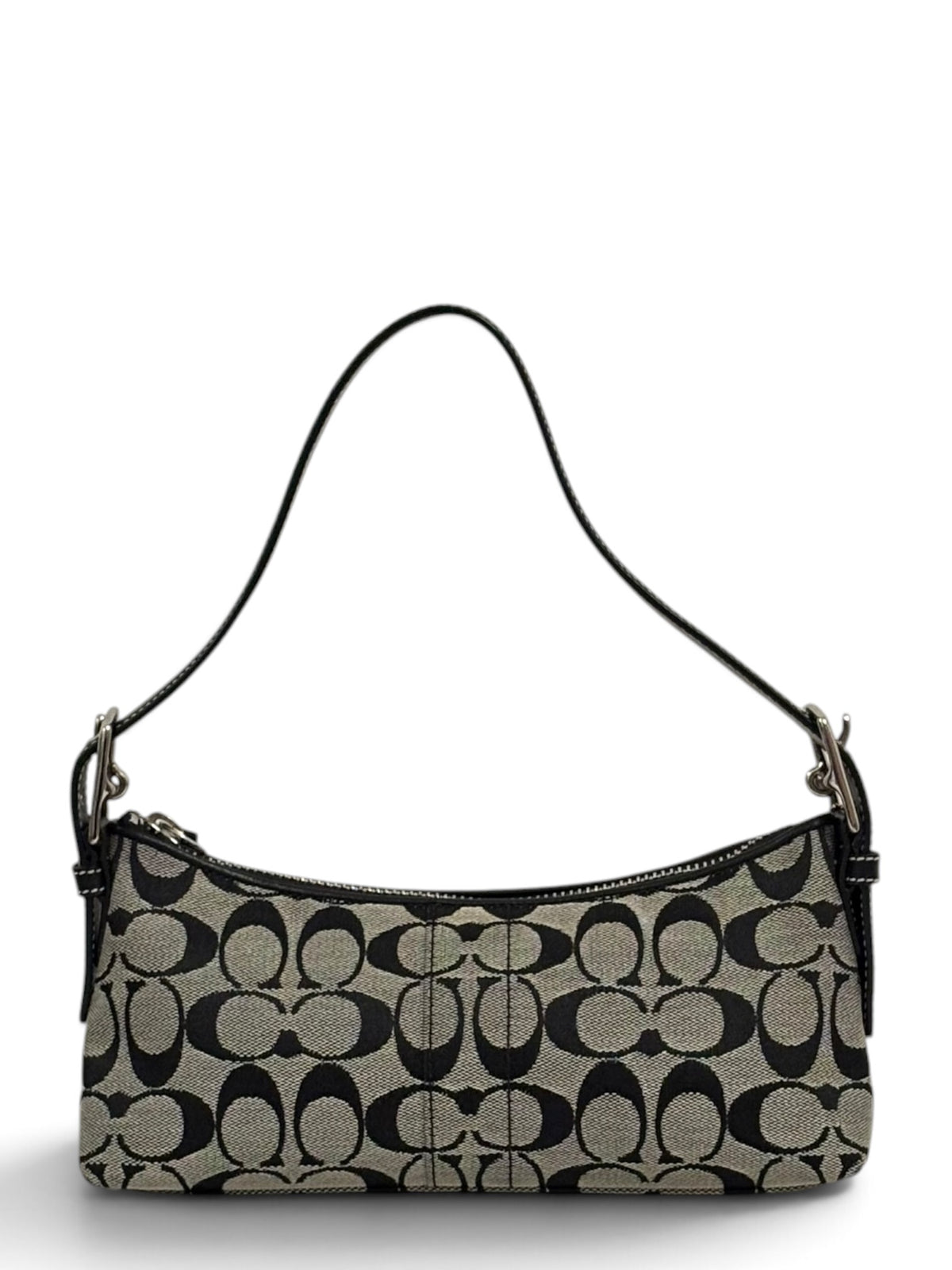 Vintage Coach Baguette Bag 6371 East West In Signature Black & Grey
