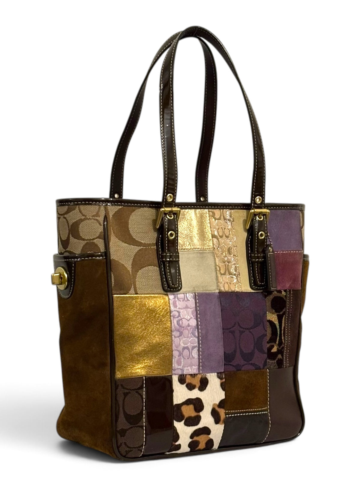 Vintage Coach Holiday Limited Edition Patchwork Tote Bag F10515