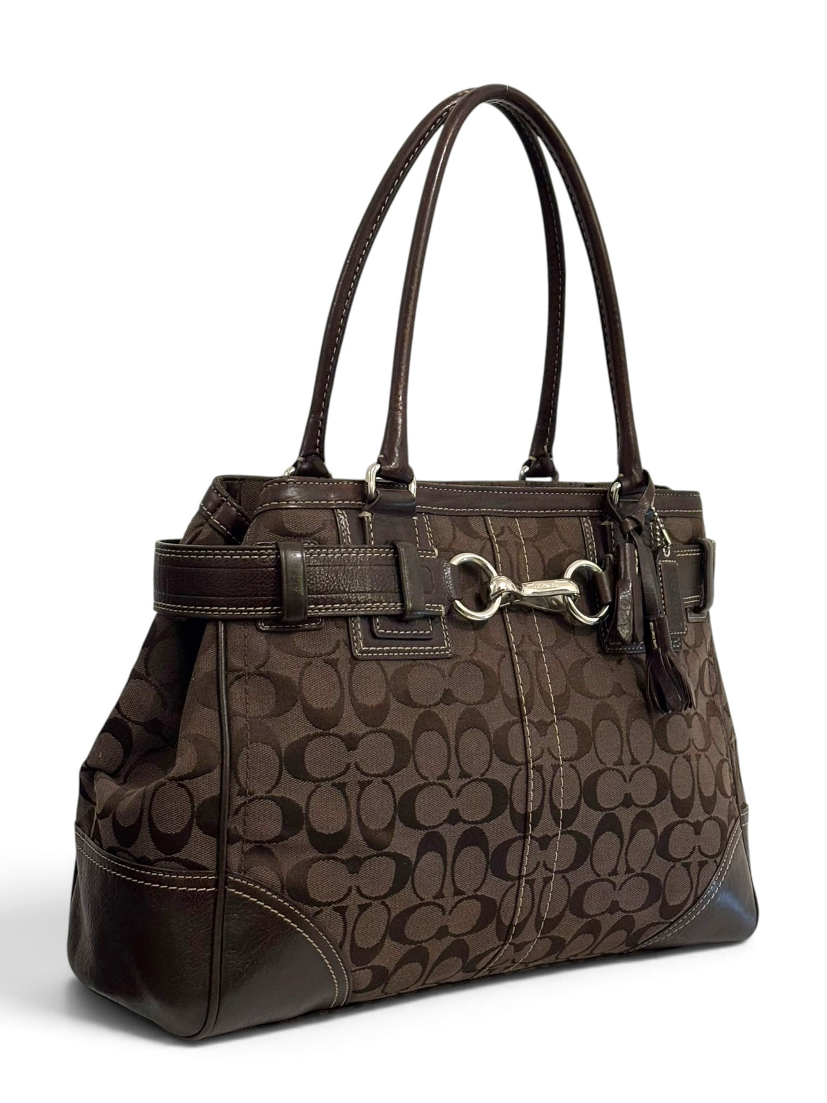 Vintage Coach Hamptons Bag 10246 Chocolate Brown Signature Tote