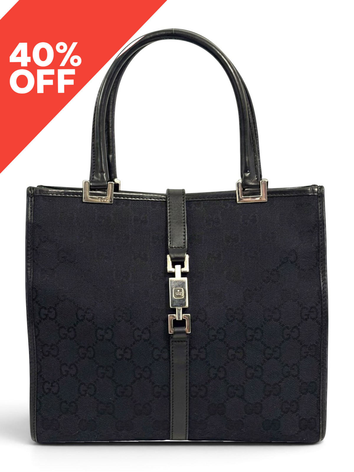 Vintage Gucci Jackie Tote Bag Black GG Canvas 002 1065 3444