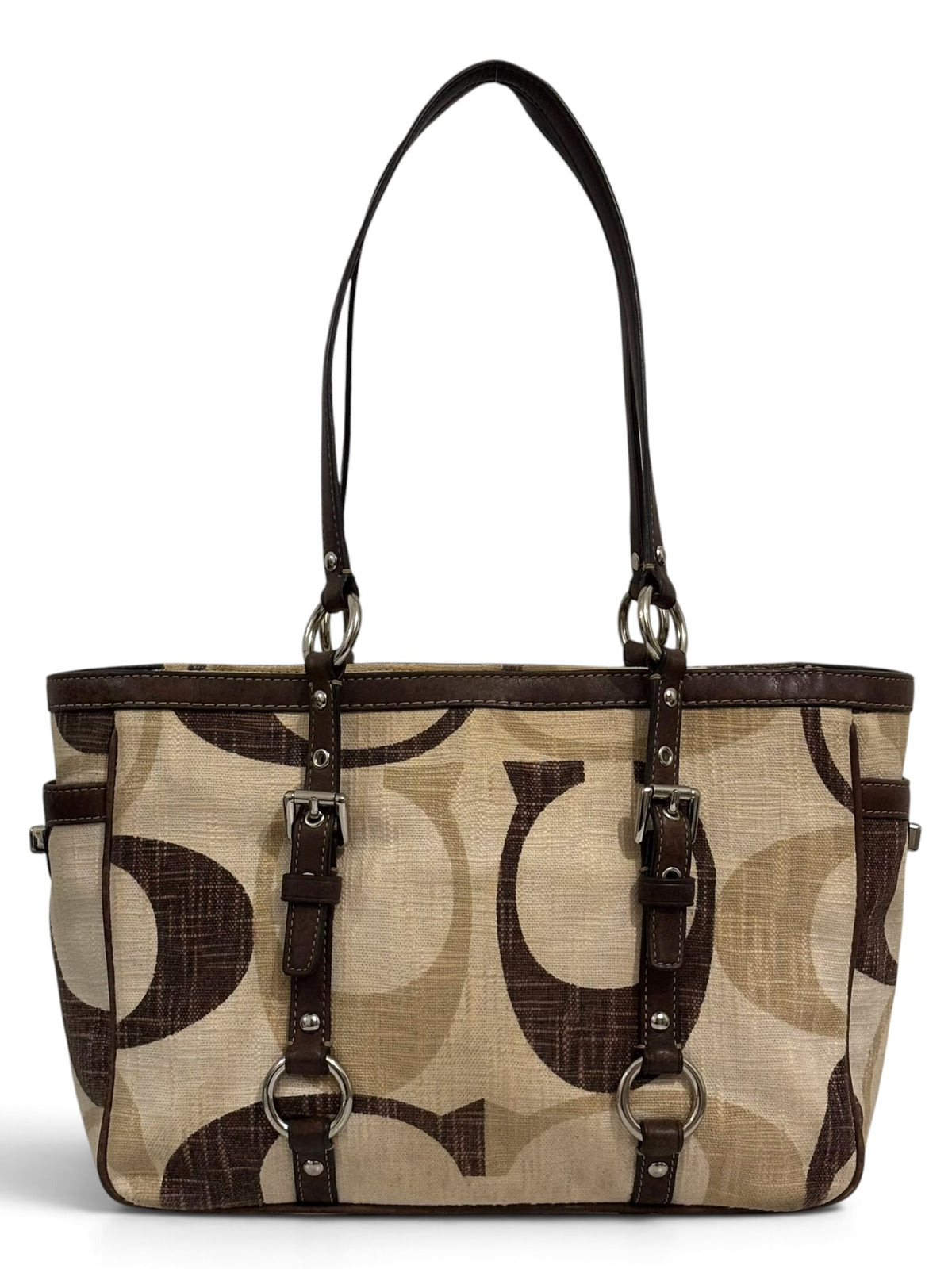 Vintage Coach Rare bag F13810 Signature Brown & Cream Gallery Tote