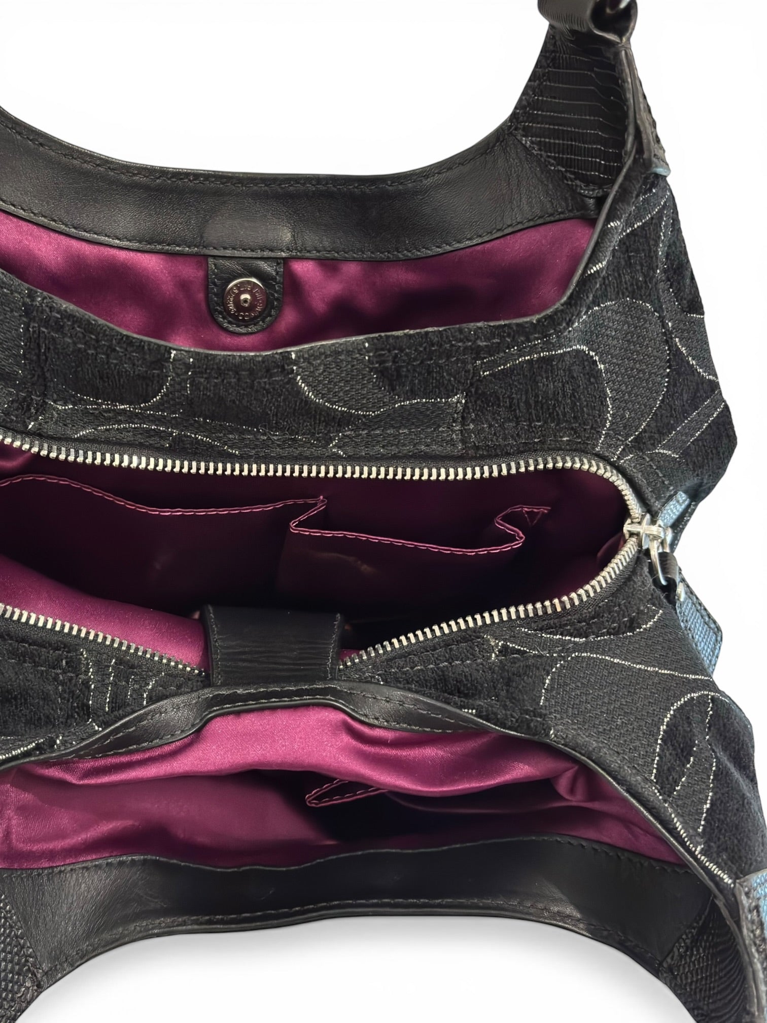 Coach Signature Soho Lynn Black Canvas & Leather Vintage 2000's Hobo Shoulder Bag