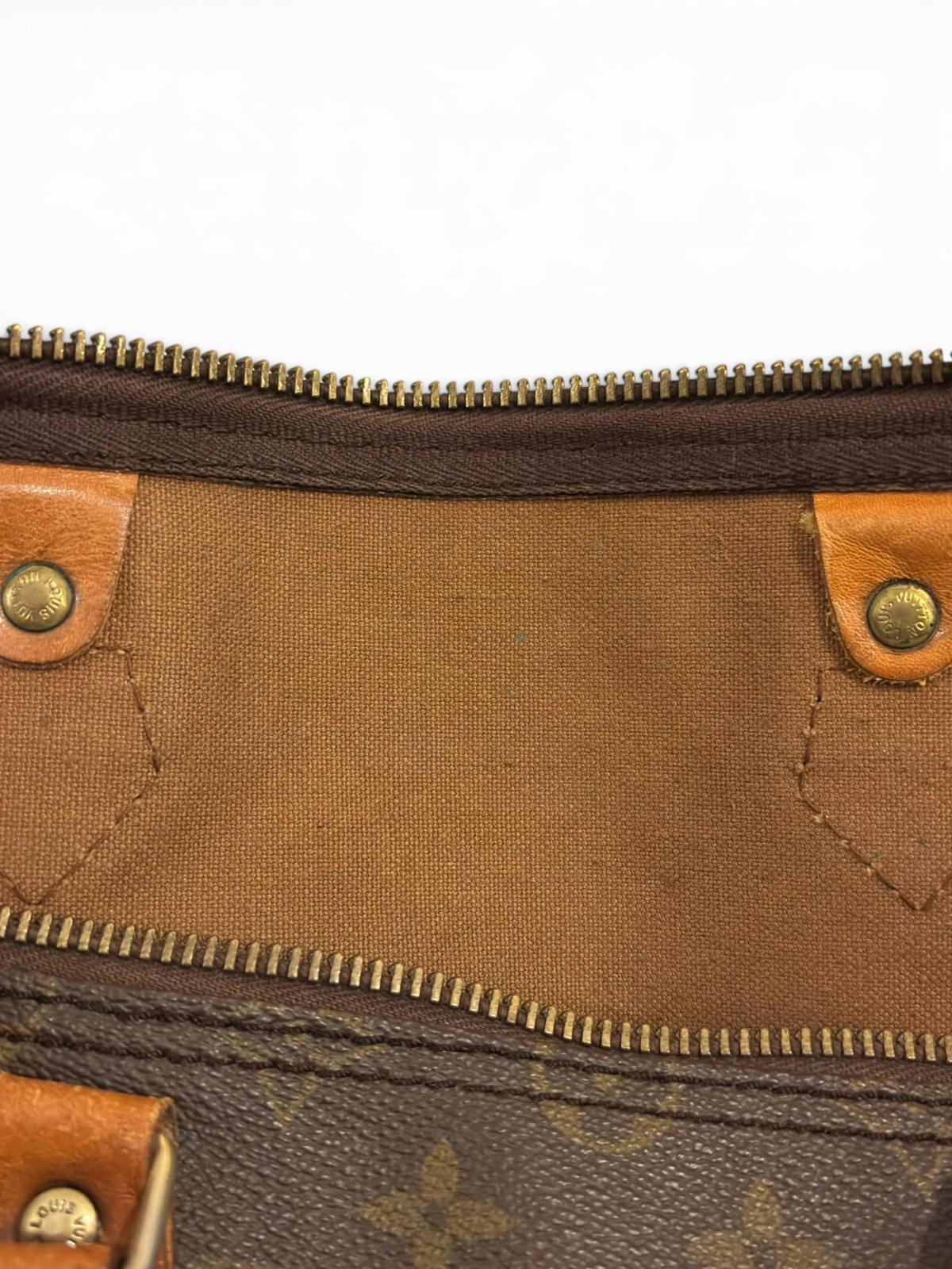 Louis Vuitton Speedy 35 Monogram Canvas & Leather Made In France Top Handle Boston Handbag