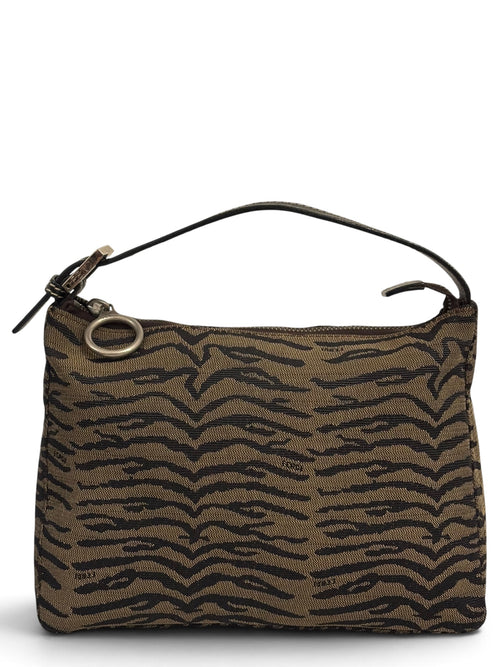 Vintage Fendi Animal Print Bag In Brown Signature Canvas