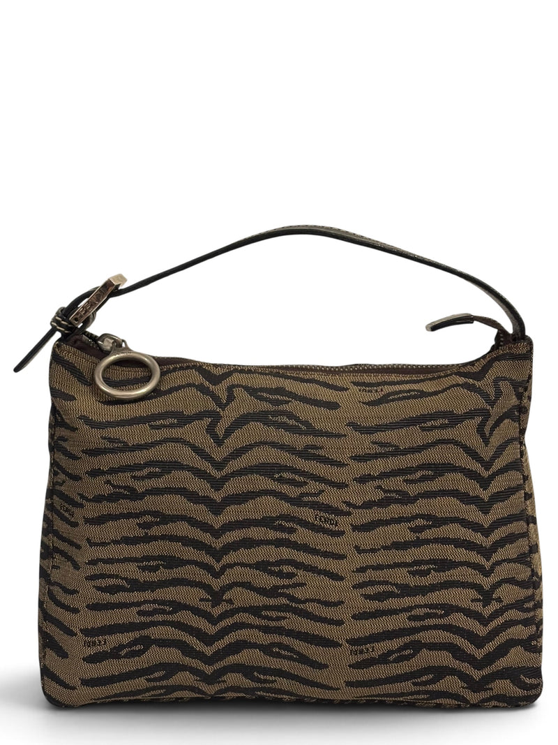 Vintage Fendi Animal Print Bag In Brown Signature Canvas