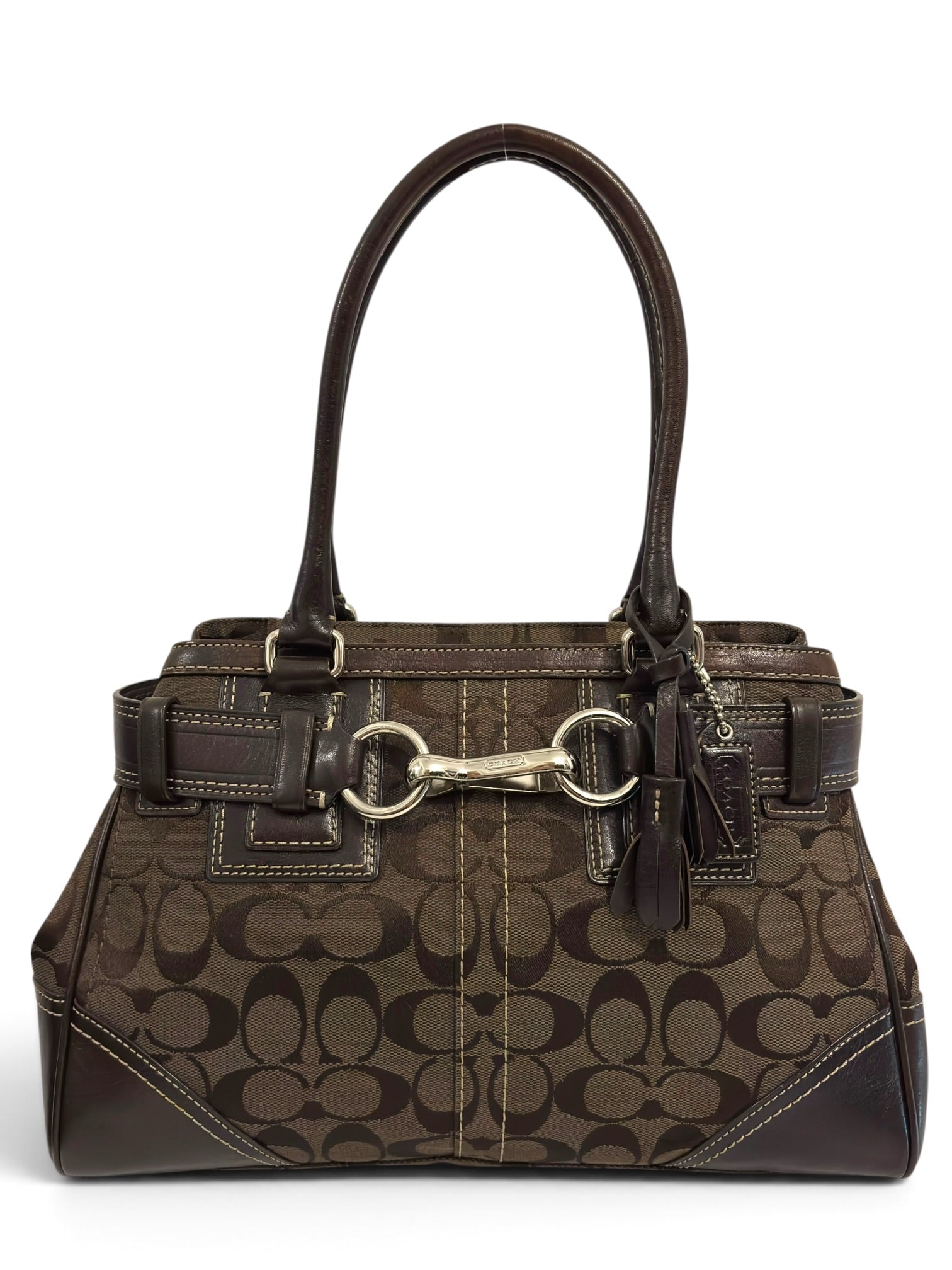 Vintage Coach Bag Hamptons 10245 Signature
Chocolate Brown Clip Tote